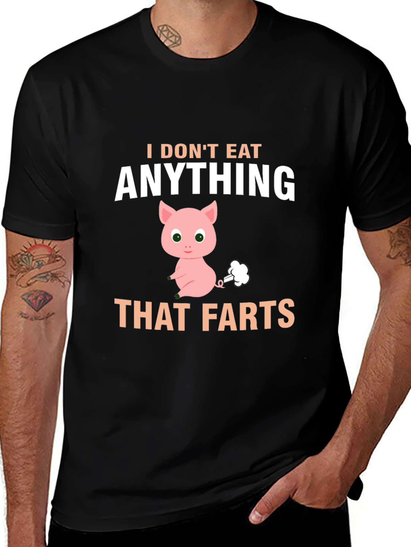 Variant 28 of Funny Vegan T-Shirt - I Don't Eat Anything That Farts