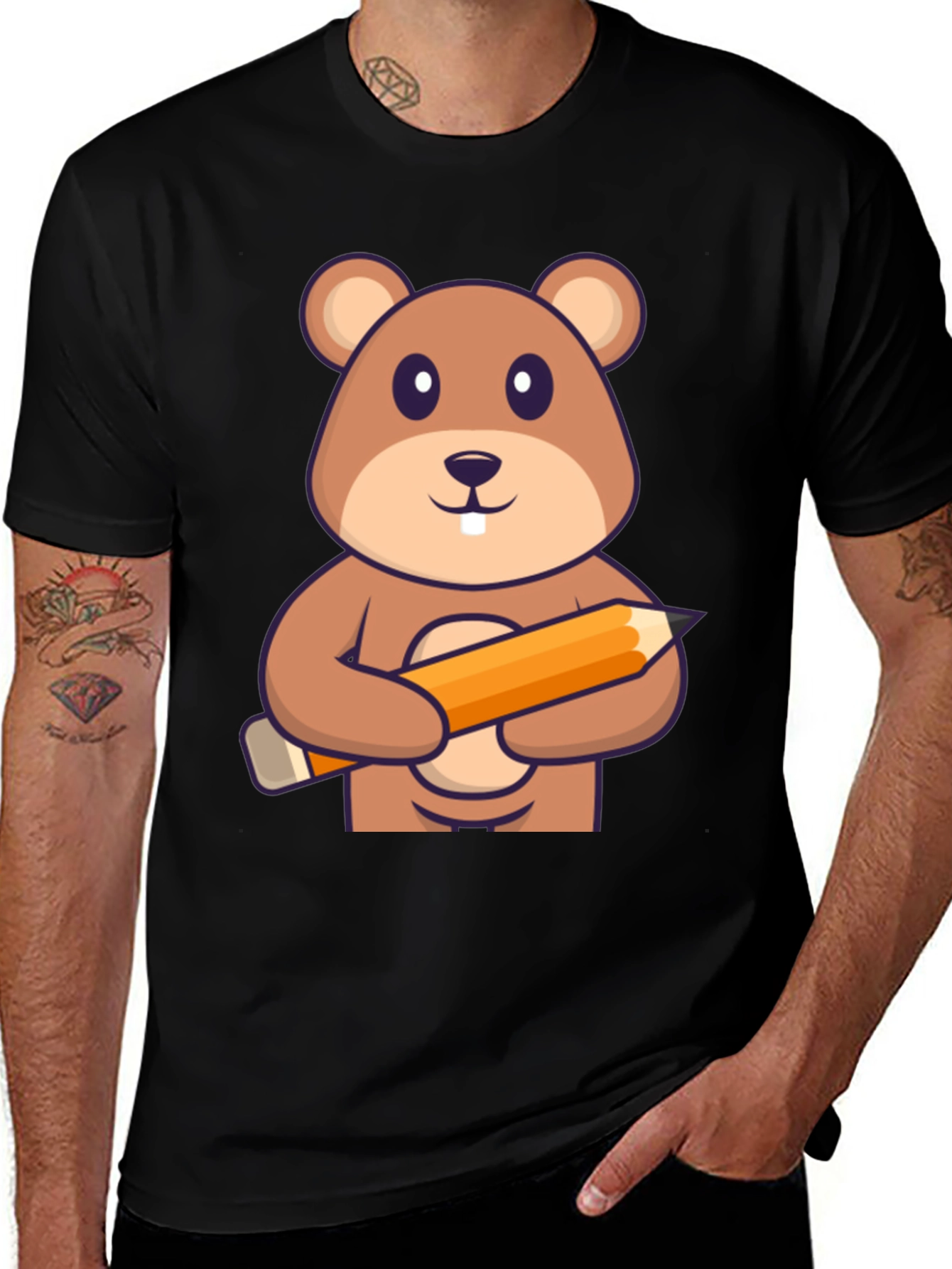 Variant 12 of Cute Beaver Artist Graphic T-Shirt