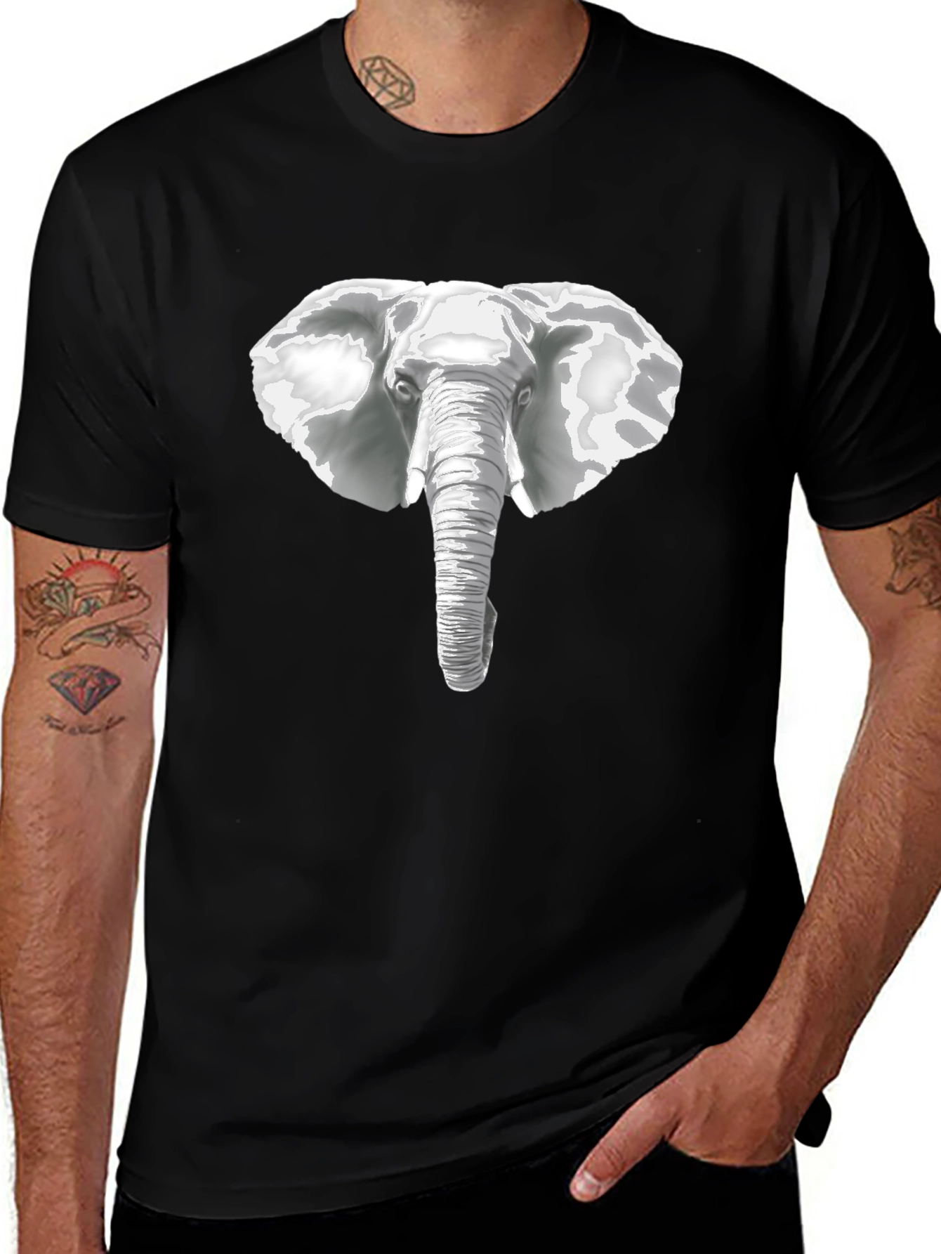 Variant 20 of Elephant Graphic T-Shirt - Black