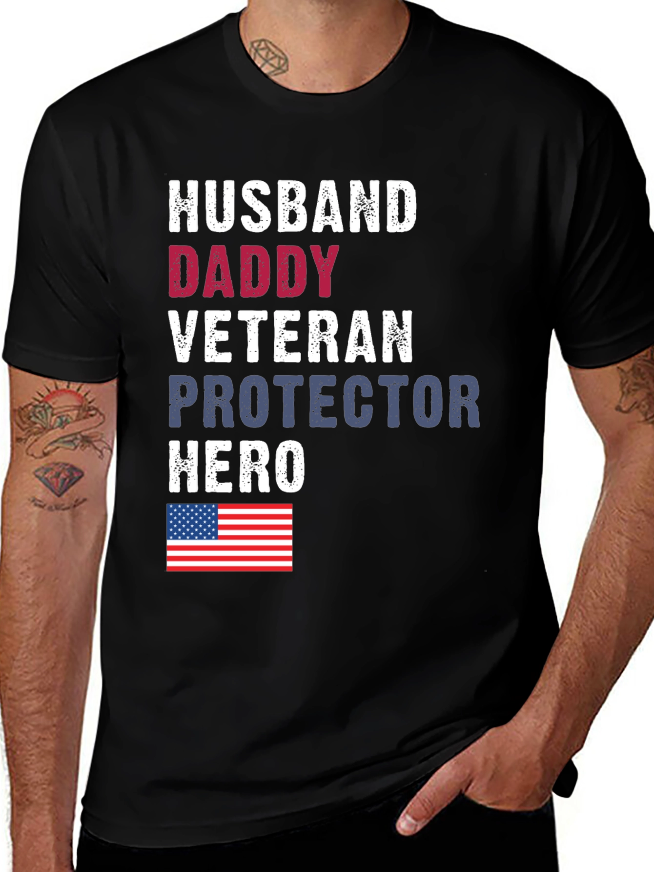 Variant 26 of Husband Daddy Veteran Graphic Tee