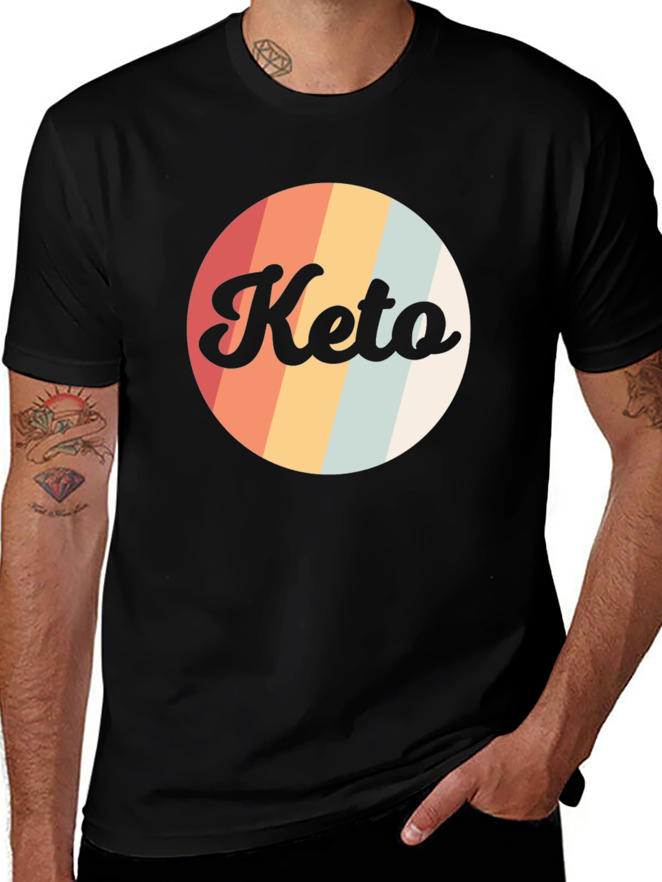 Variant 28 of Retro Keto Graphic Tee - Men's Black T-Shirt