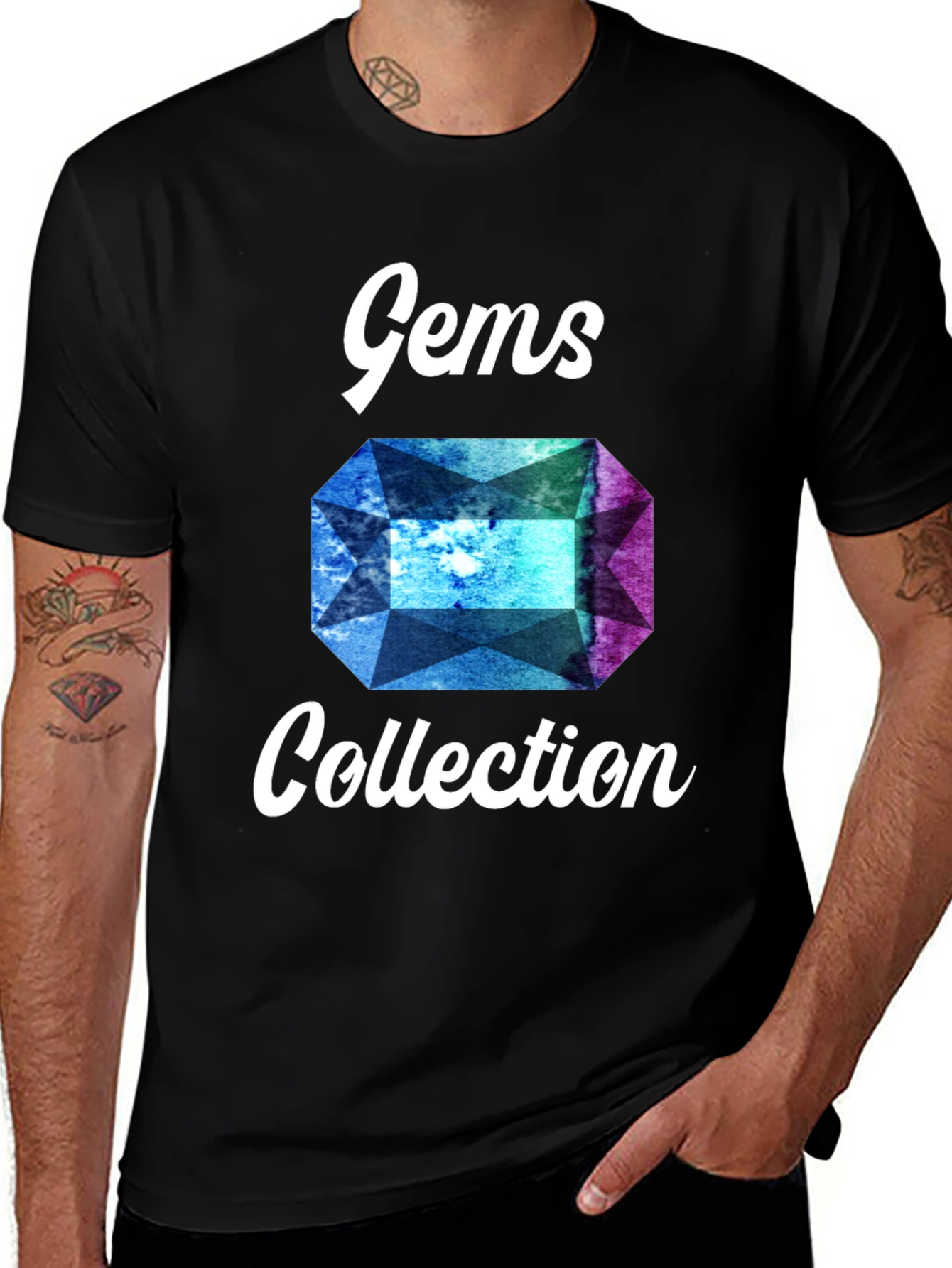 Black Gems Collection Graphic Tee - Stylish Gemstone Design main image