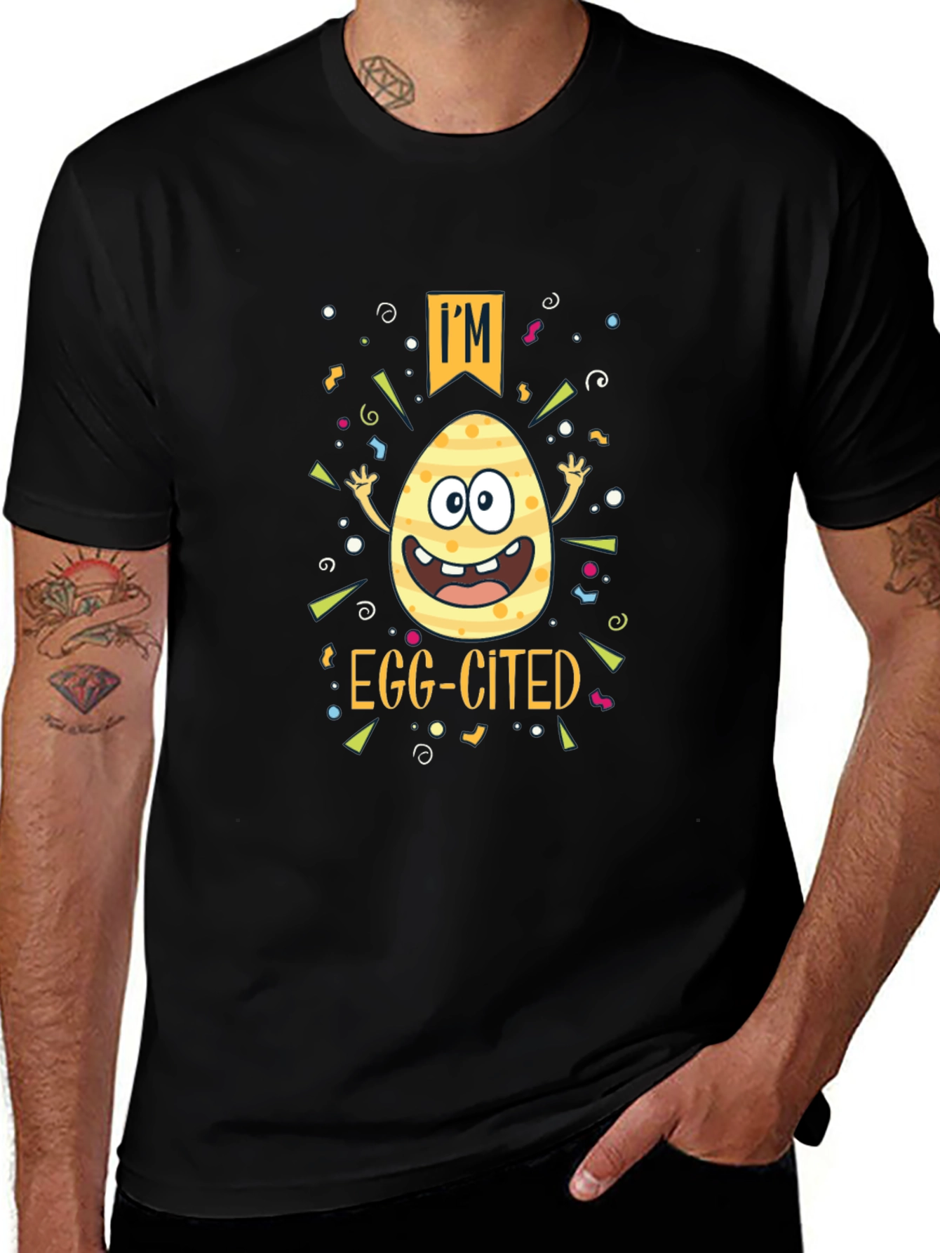 Camiseta Negra "Egg-cited" Pascua