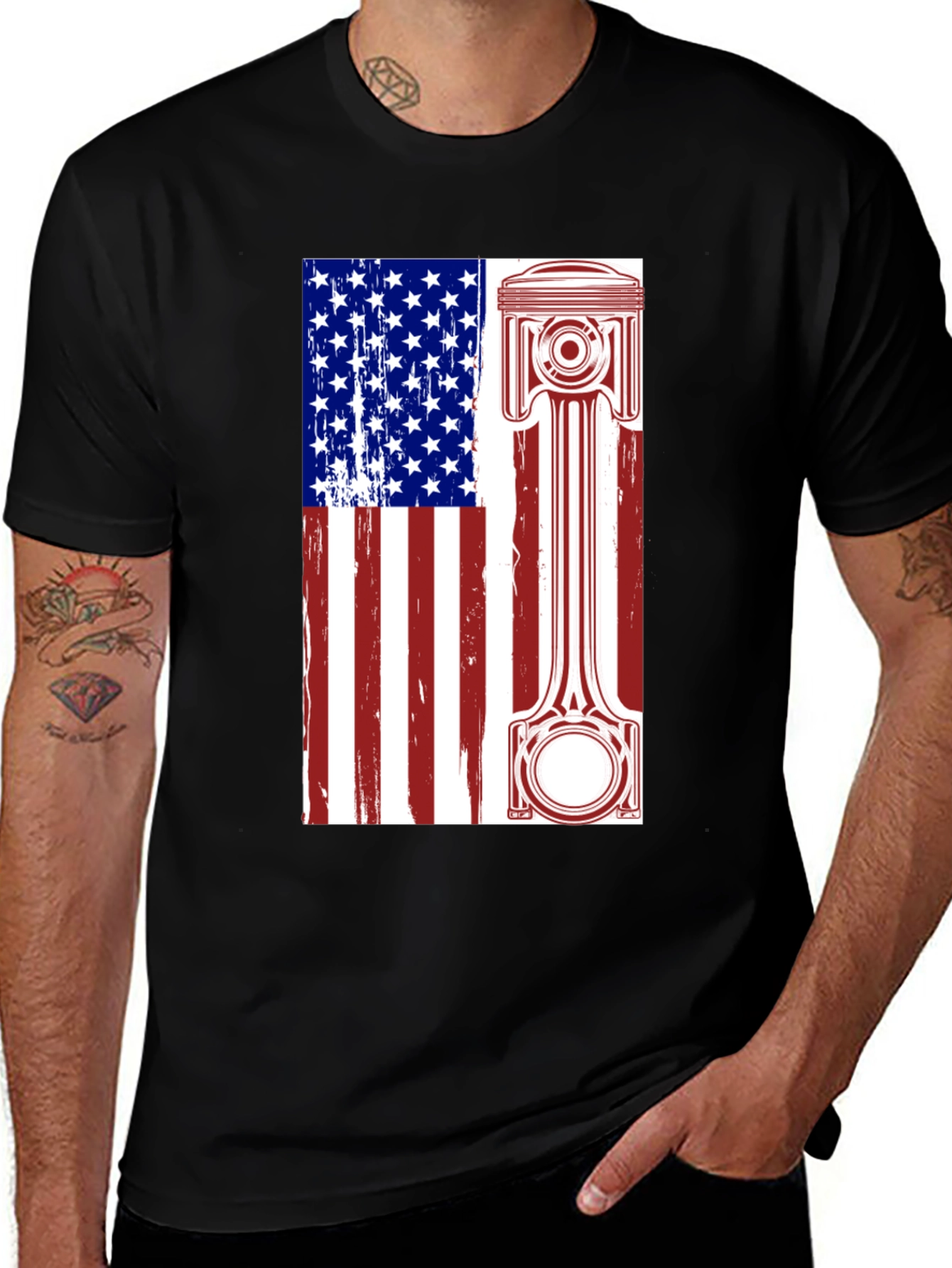 Variant 29 of American Flag Piston Graphic Tee
