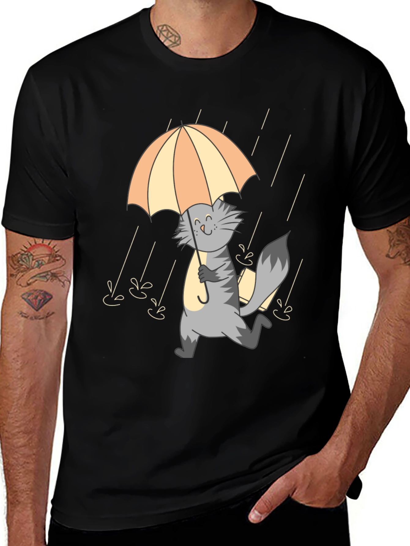Variant 19 of Cat in Rain Umbrella T-Shirt