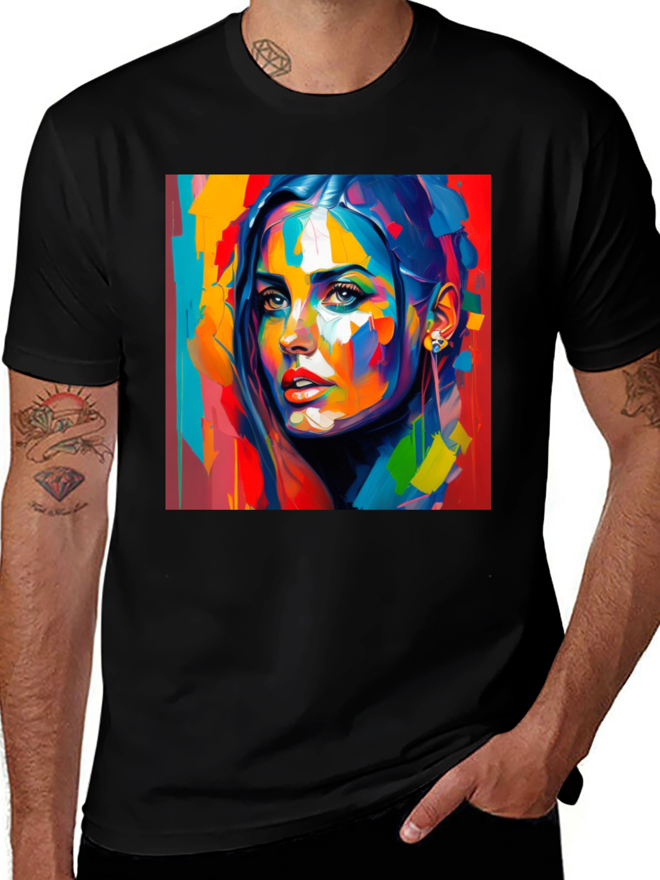 Black Abstract Woman Art Print Black T-Shirt main image