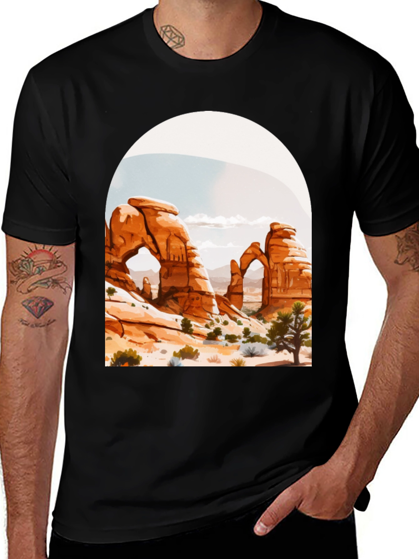 Variant 7 of Desert Arch Graphic Tee - Black