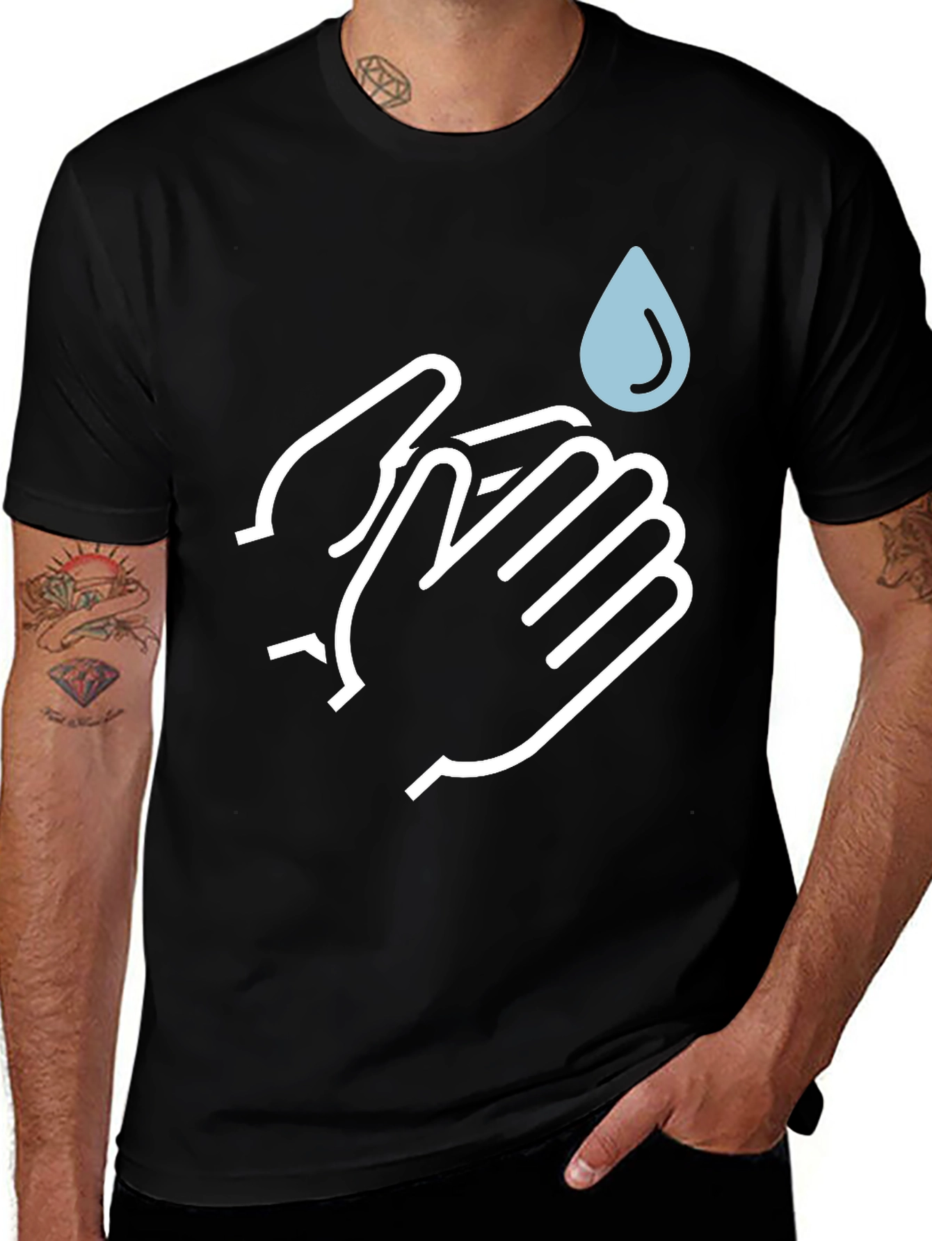Wash Your Hands Graphic Tee - Unisex Black T-Shirt