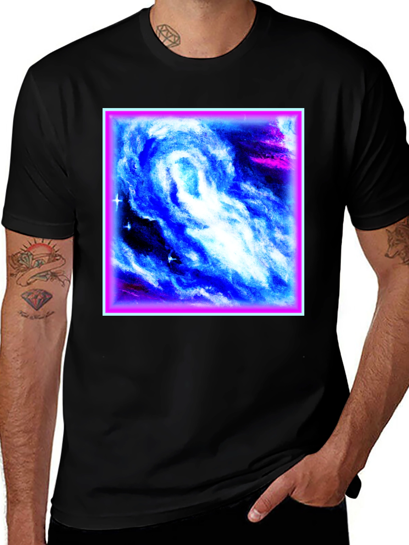 Nebula Galaxy Graphic Black T-Shirt