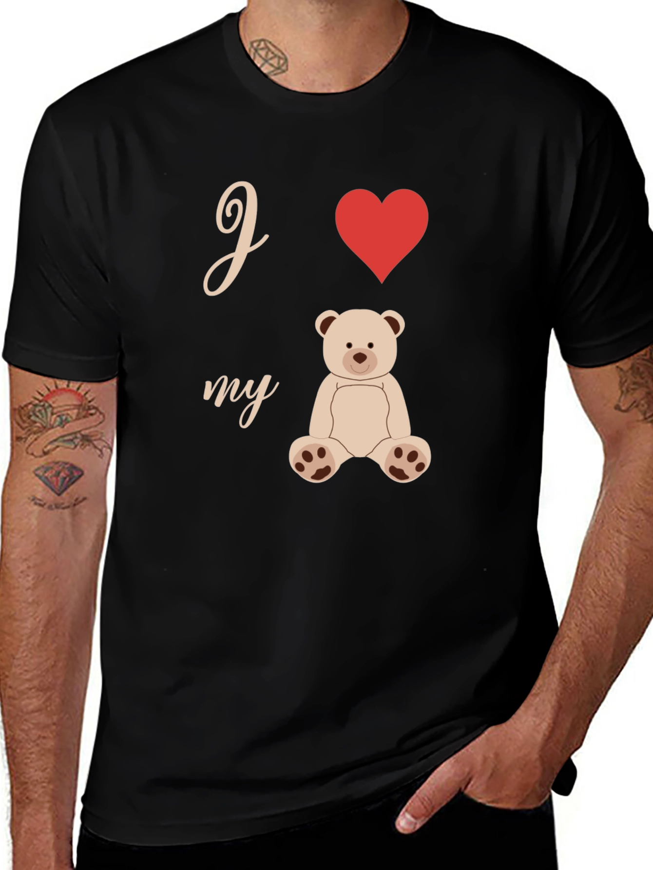 Variant 28 of I Heart My Teddy Bear Black Graphic Tee