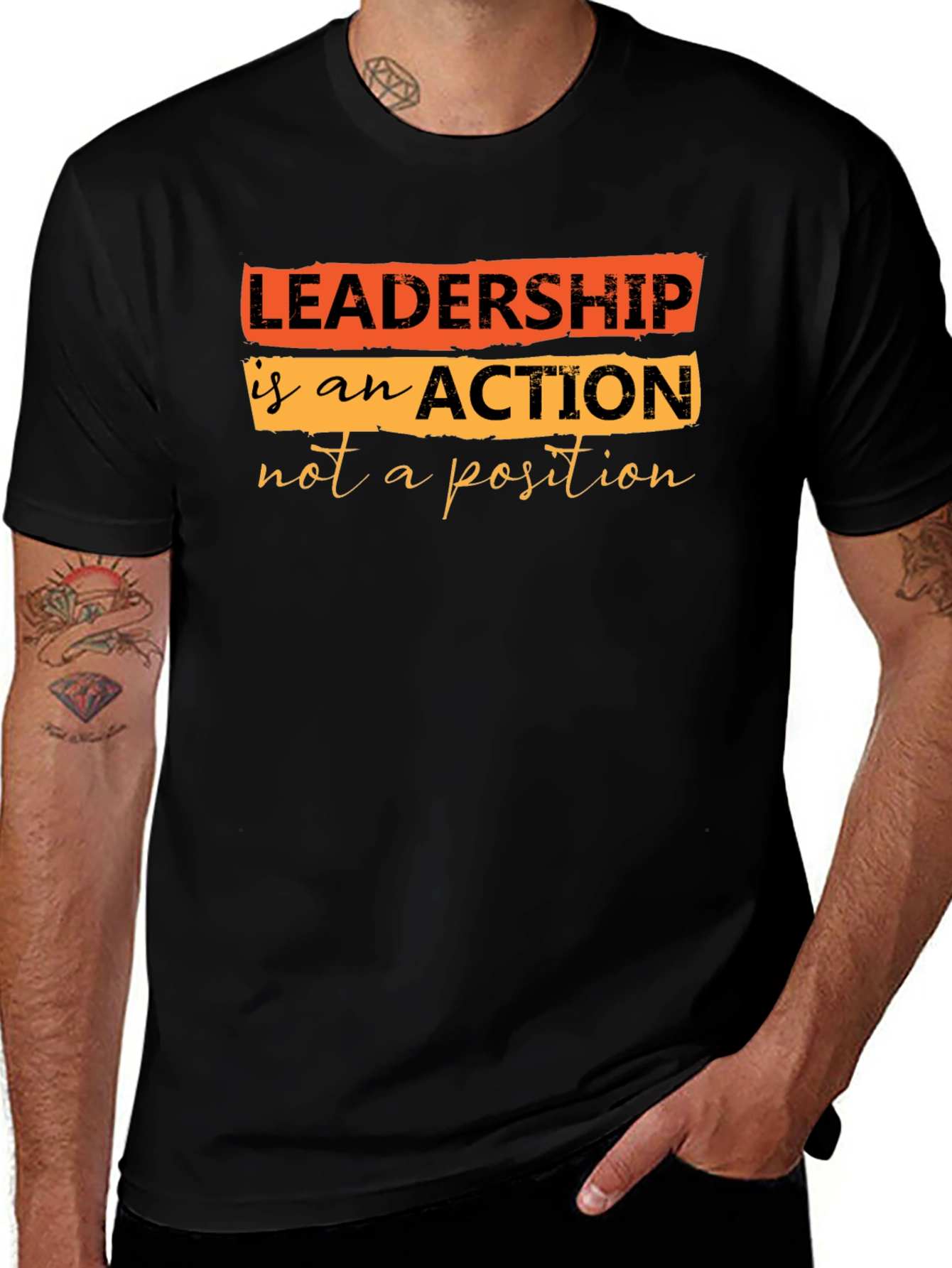 Variant 28 of Leadership Quote T-Shirt - Black