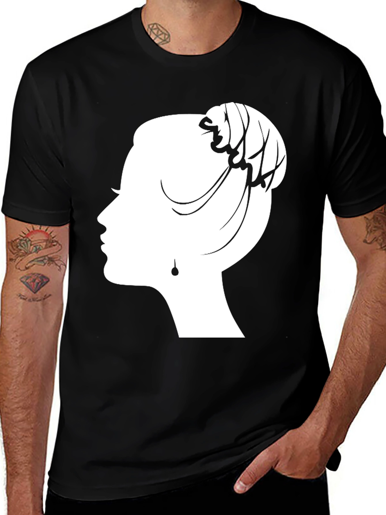 Variant 8 of Elegant Woman Silhouette Graphic Tee - Black