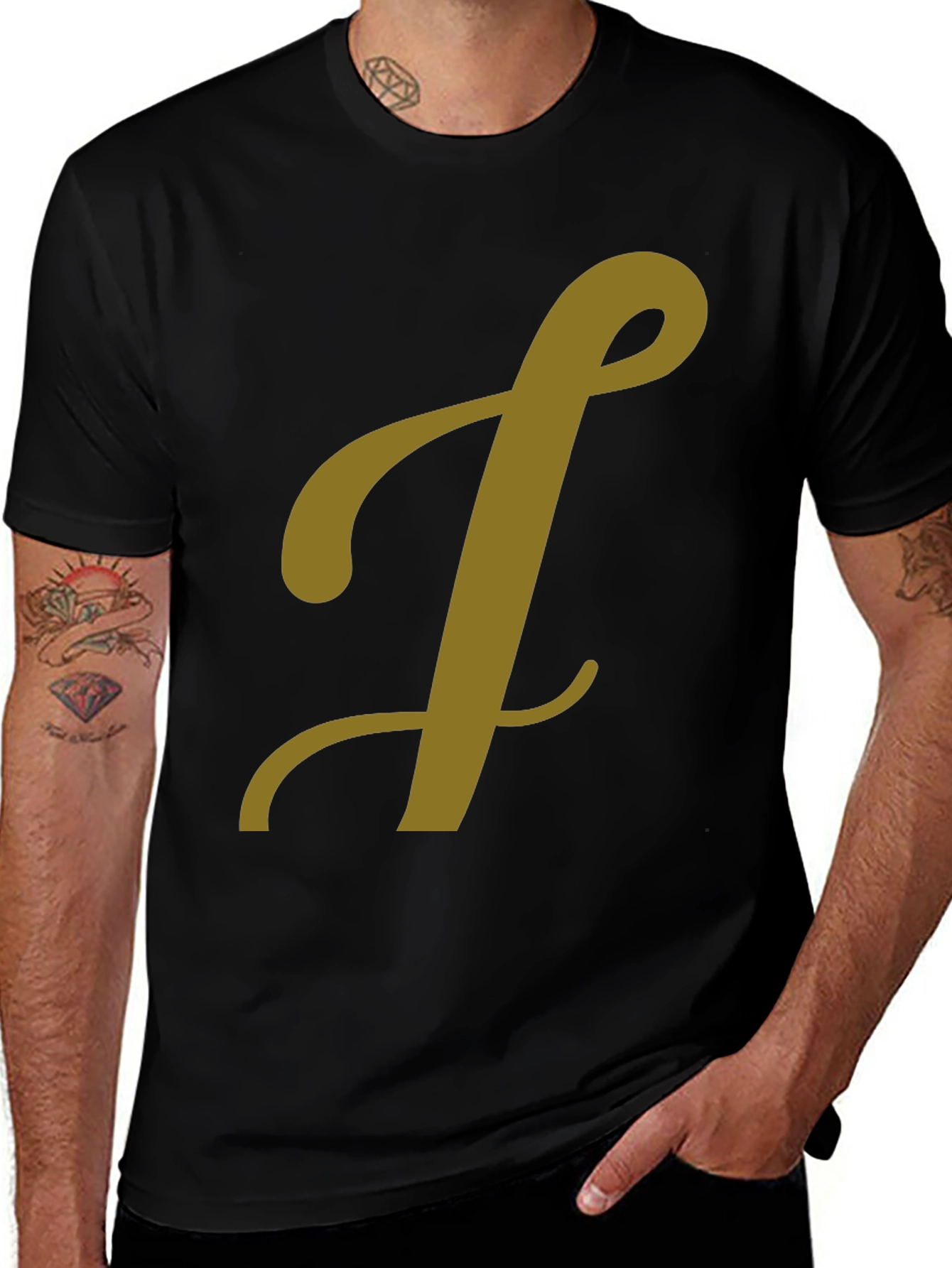 Elegant Script T-Shirt - Letter 'T' Design