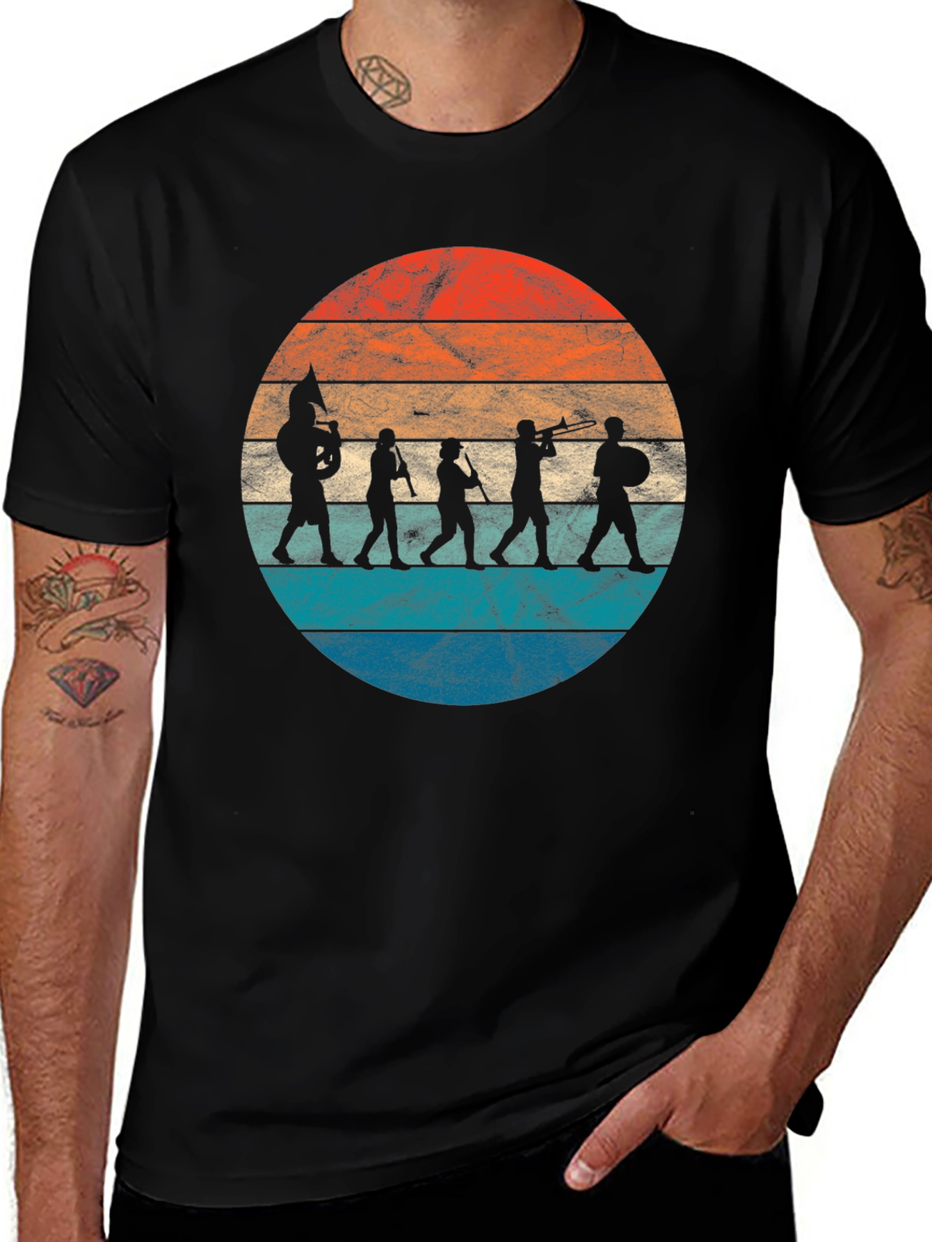 Variant 27 of Marching Band Graphic Tee - Retro Sunset Design