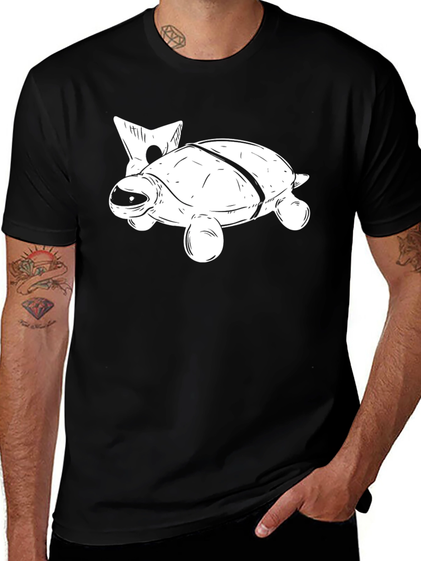 Variant 11 of Cool Turtle T-Shirt - Black Graphic Tee