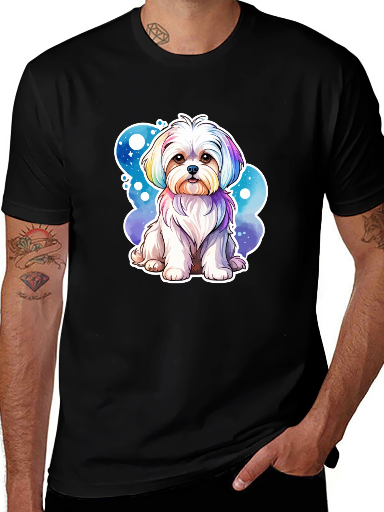 Variant 3 of Rainbow Maltese Dog Graphic Tee