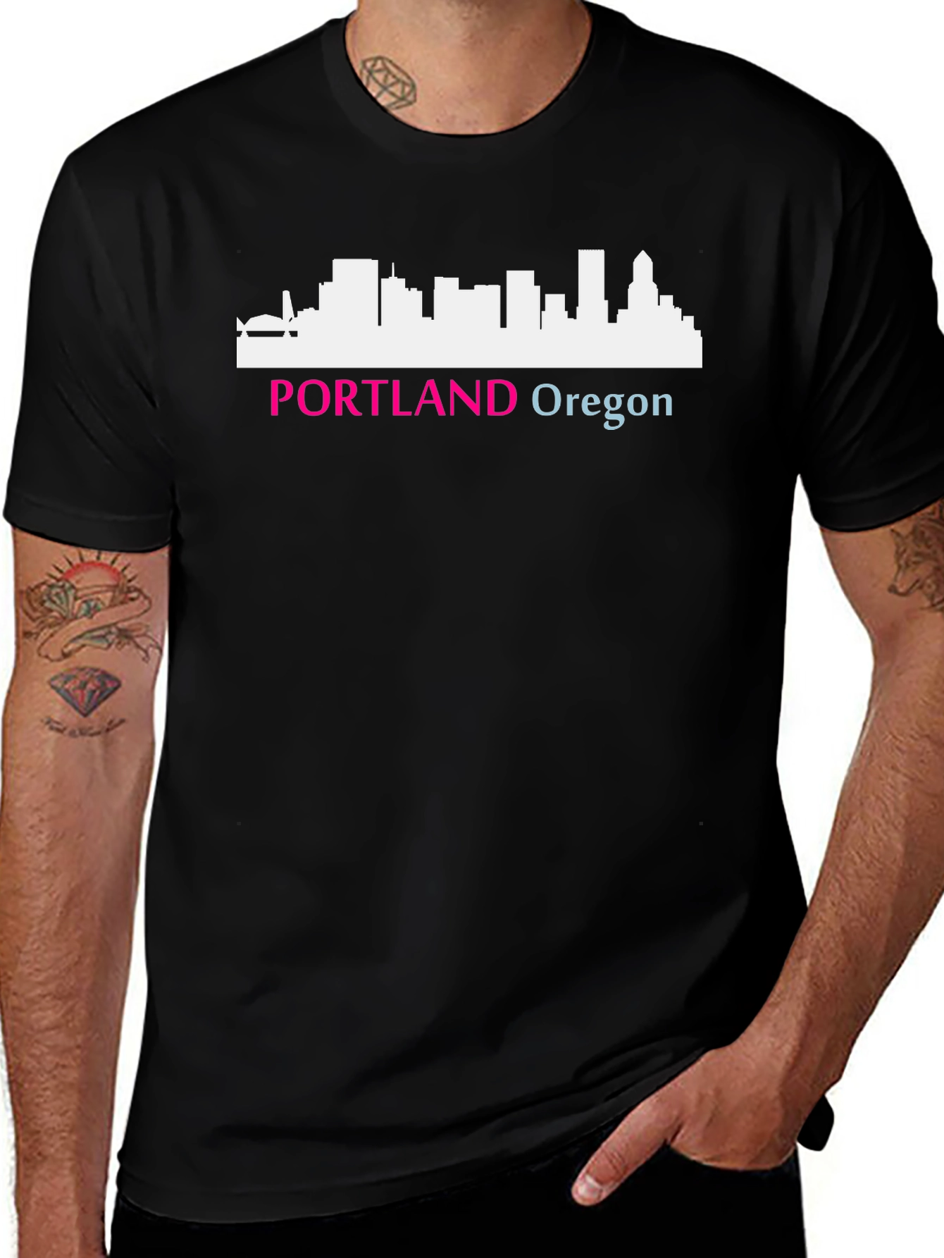 Portland Oregon Skyline Graphic Tee - Black