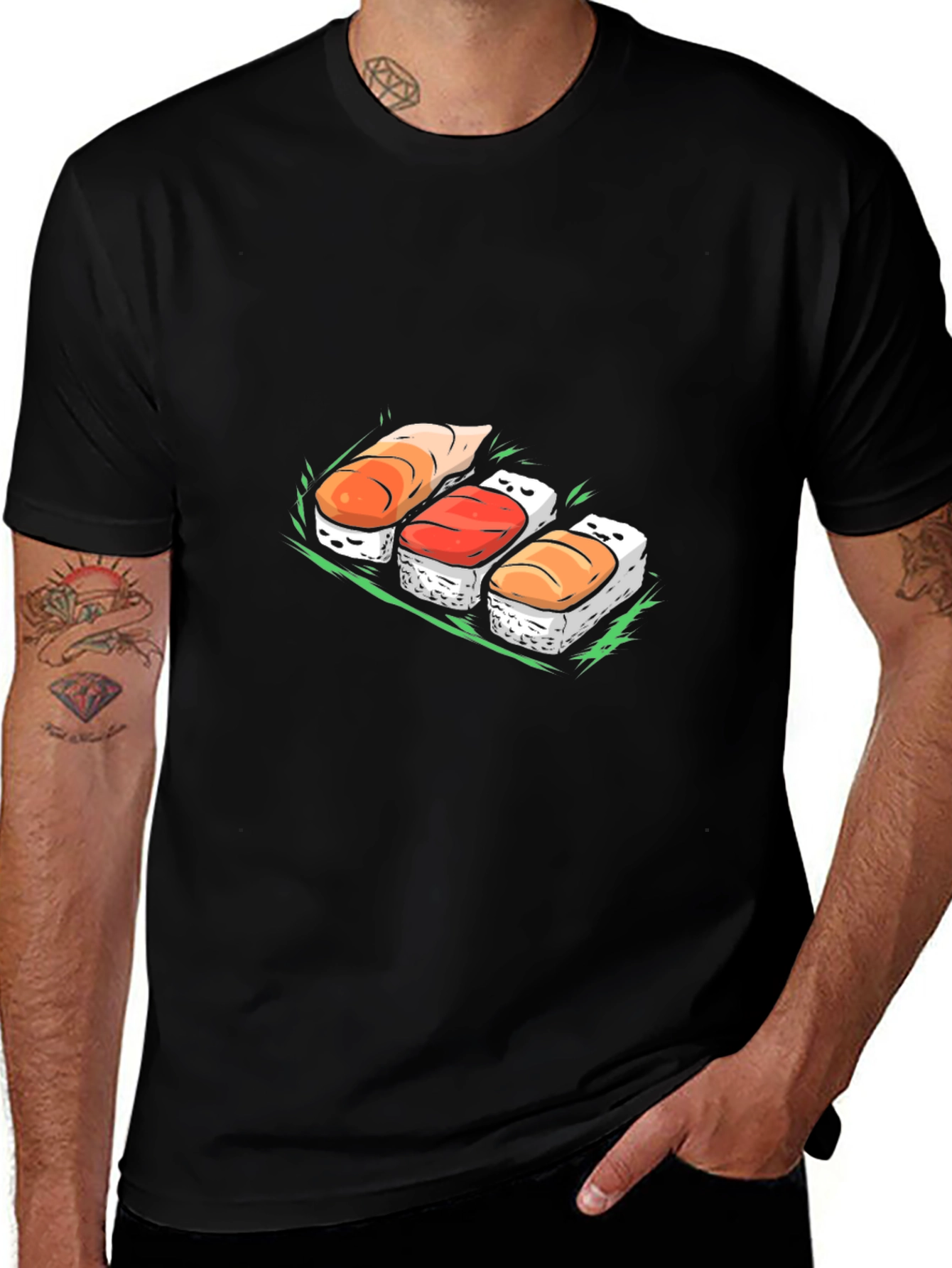 Variant 21 of Sushi Graphic Tee - Casual Black T-Shirt