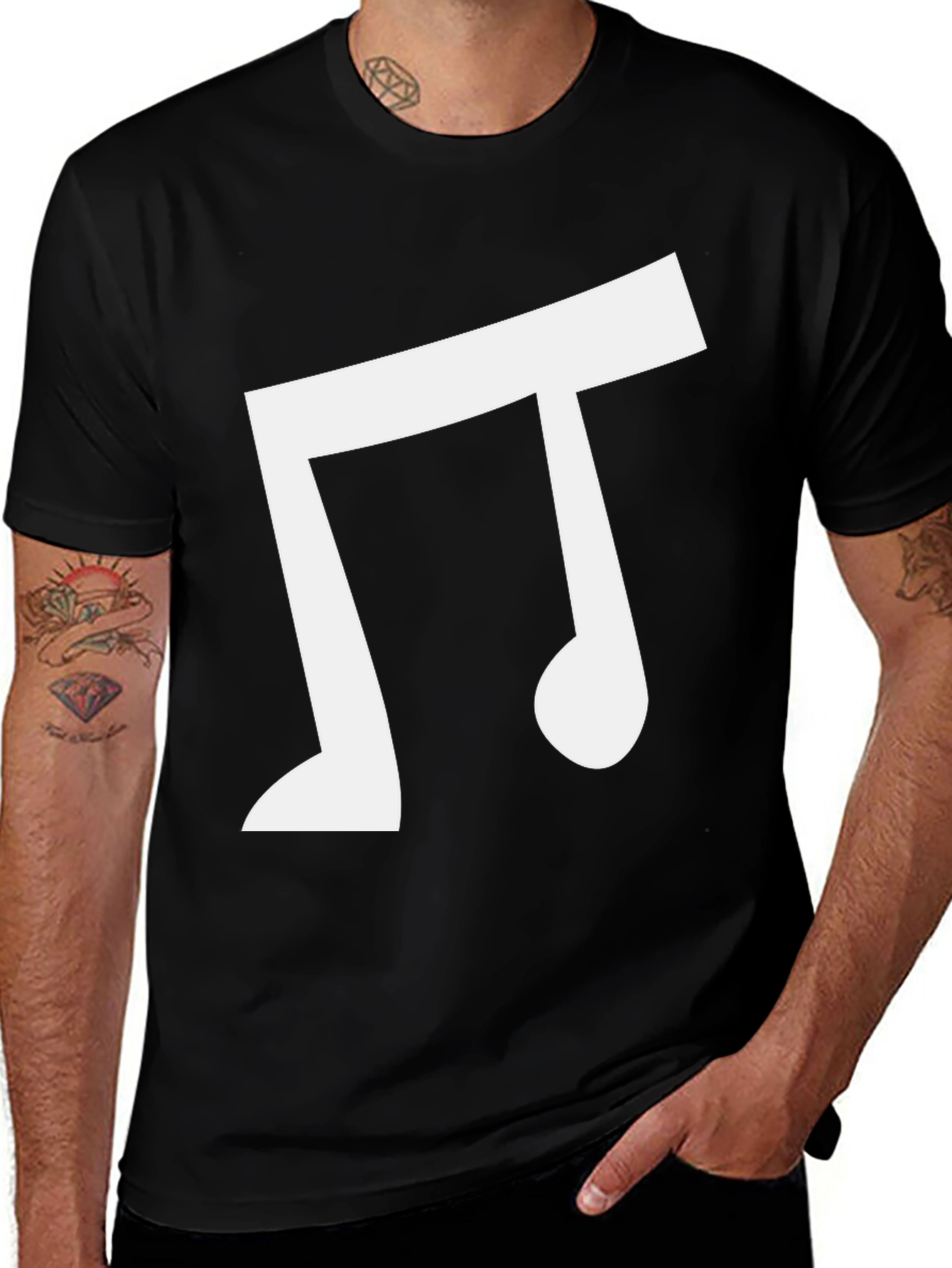 Variant 21 of Musical Note Graphic Tee - Casual Black T-Shirt