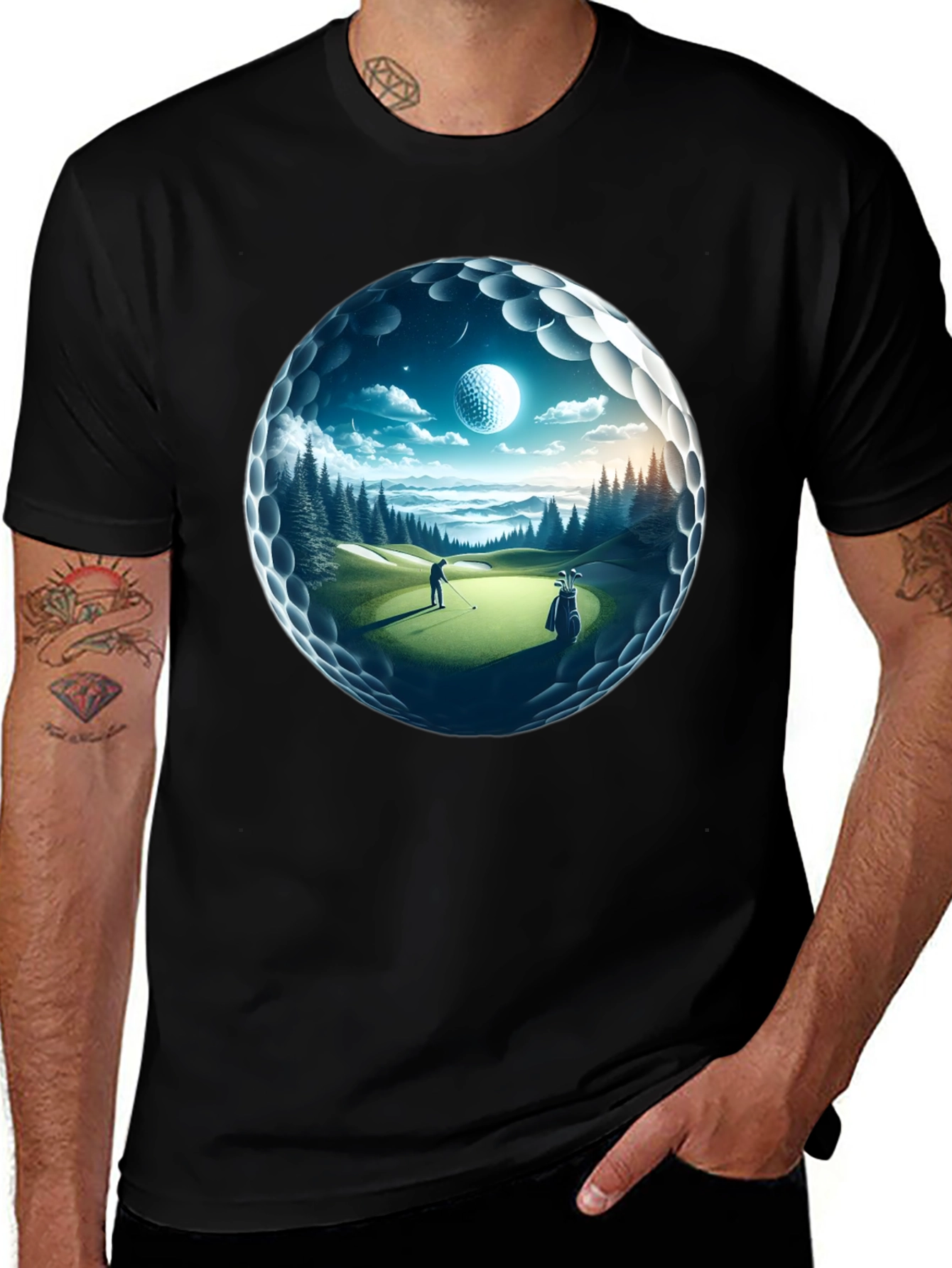 Variant 21 of Golf Ball Scene Graphic T-Shirt