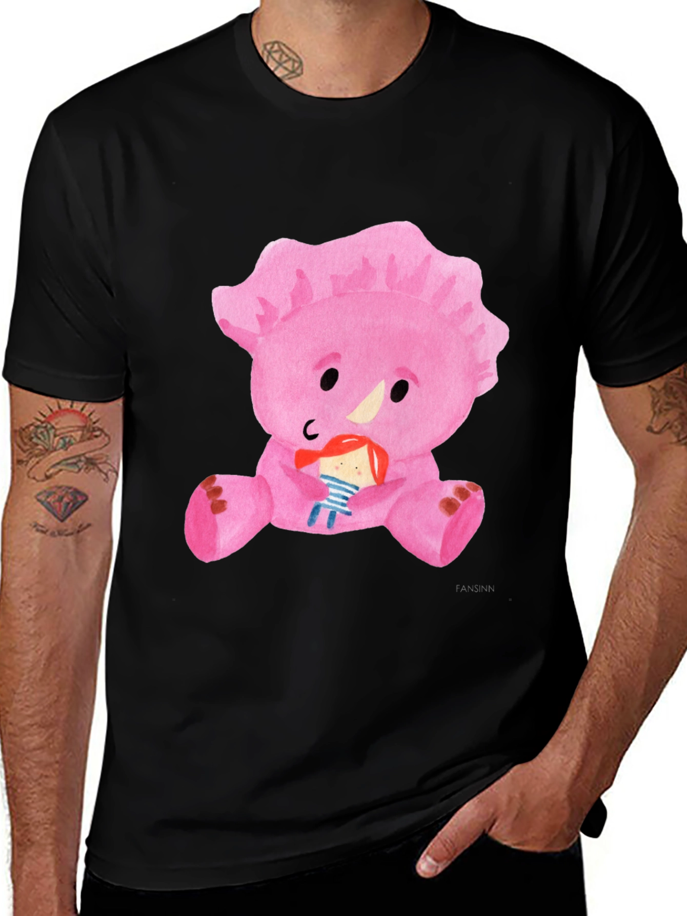 Black Pink Dinosaur T-Shirt main image