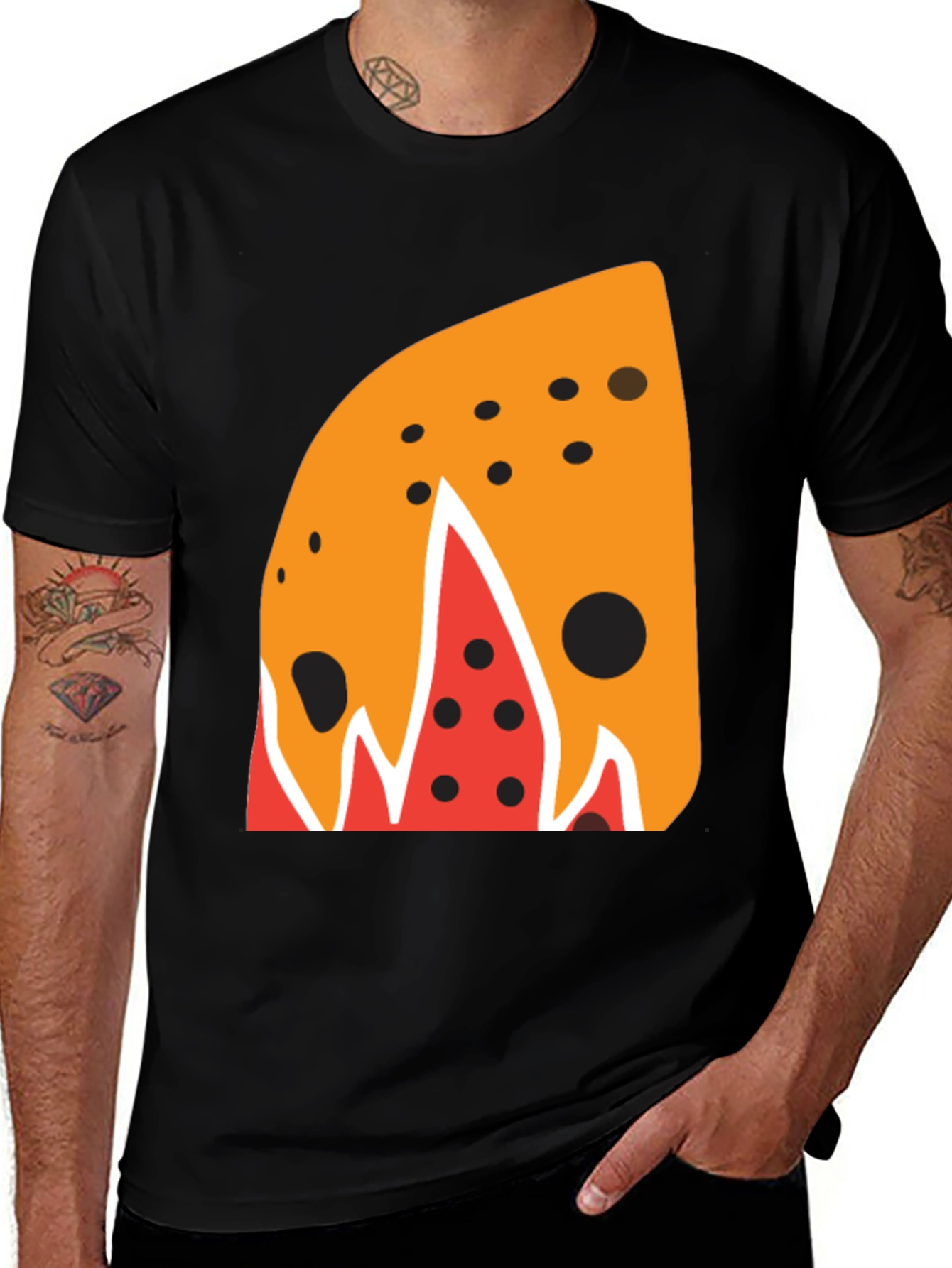 Variant 23 of Abstract Slice Graphic Tee - Men's Black T-Shirt