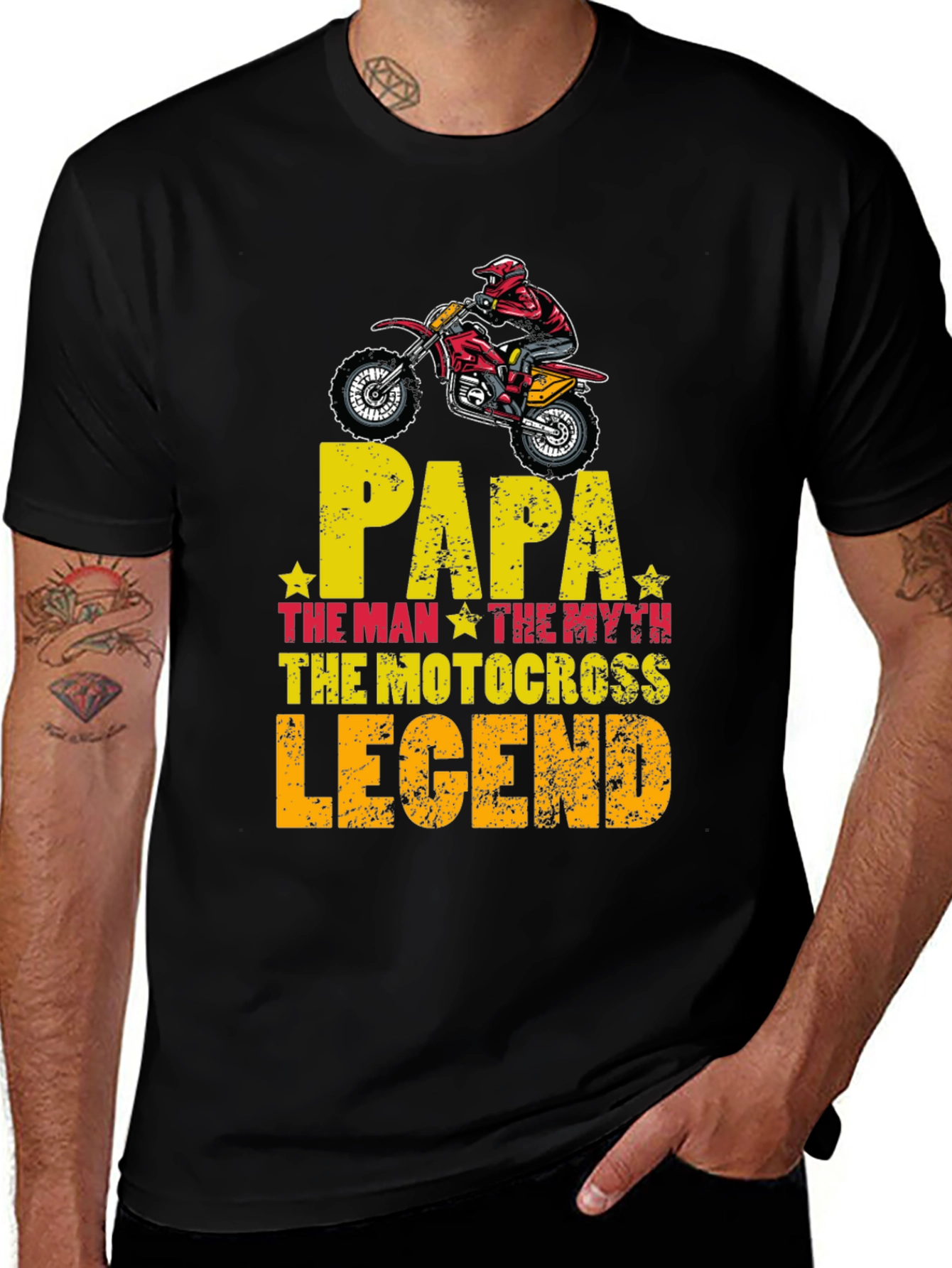 Variant 23 of Papa Motocross Legend Graphic Tee - Black
