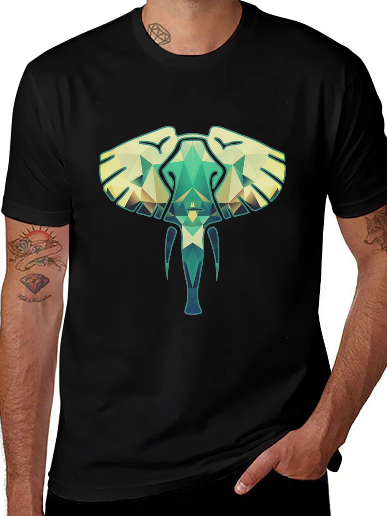 Variant 20 of Geometric Elephant Graphic Tee - Modern Style