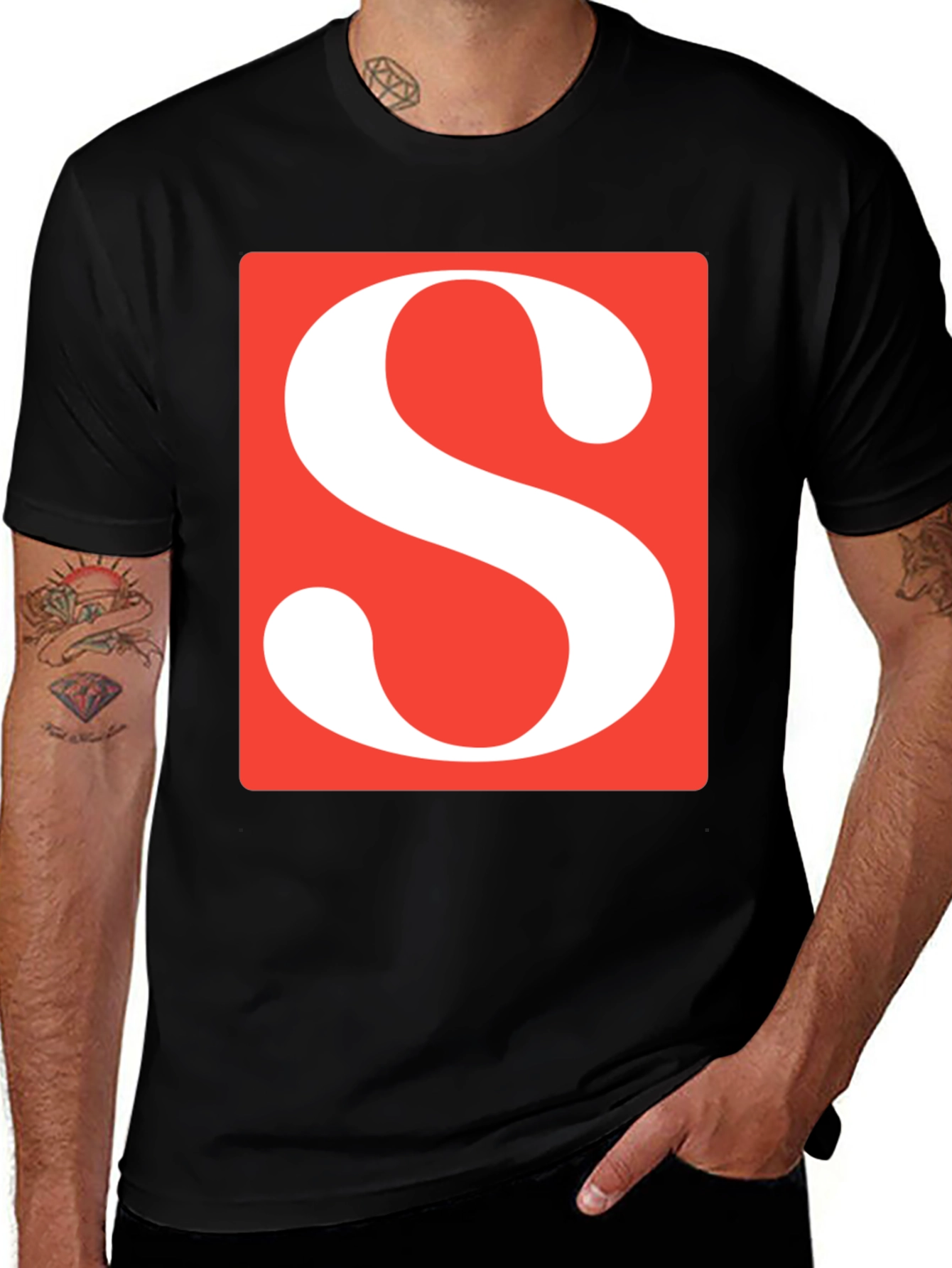 Variant 12 of Statement S Graphic Tee - Bold Letter Print