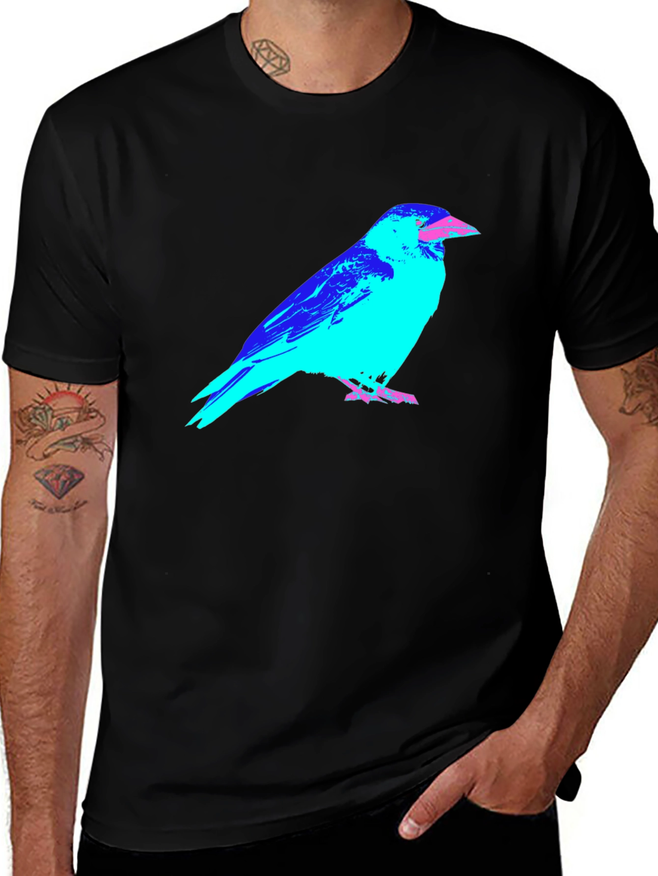 Variant 15 of Abstract Crow Graphic Black T-Shirt