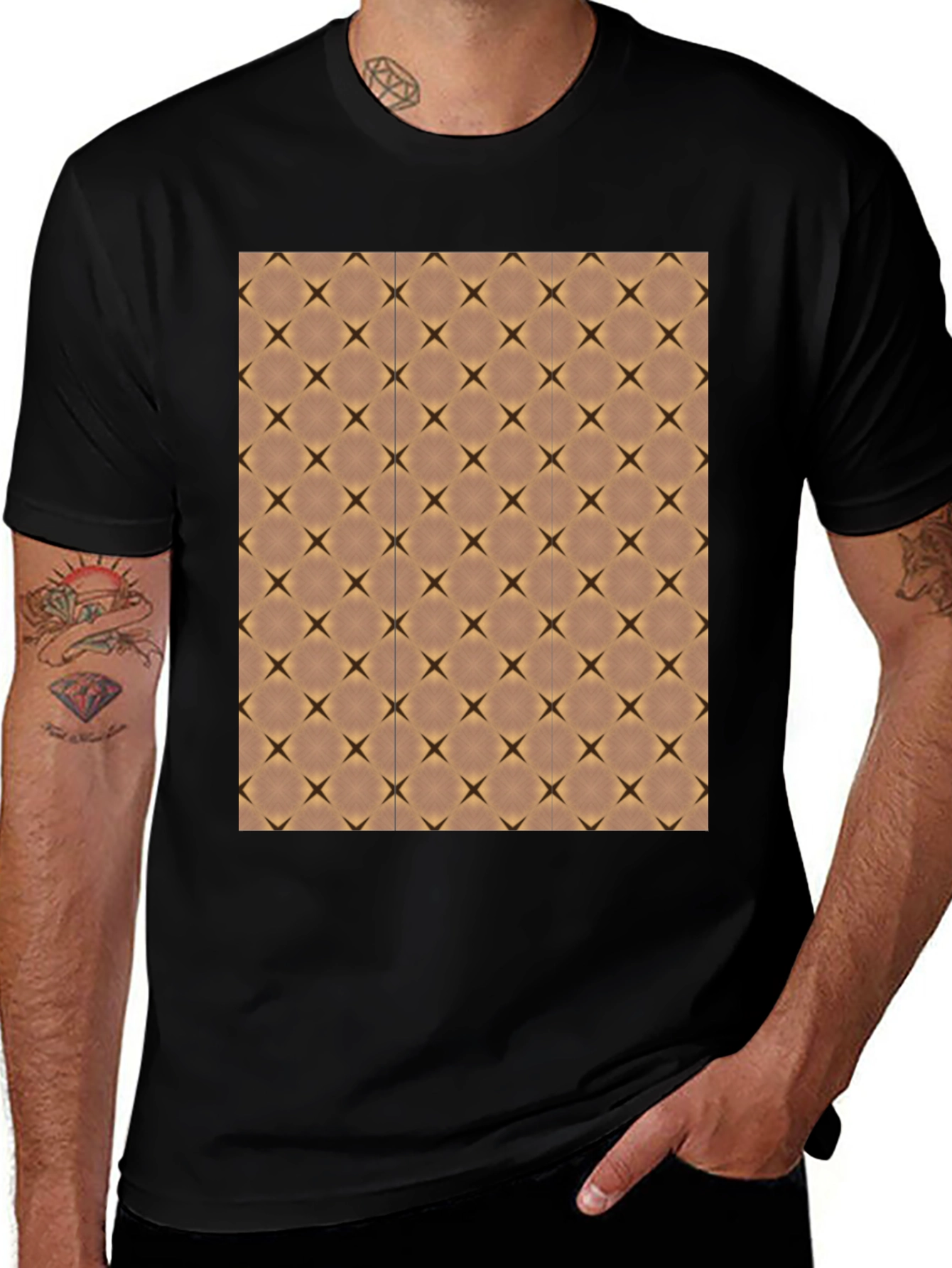 Variant 19 of Geometric Star Pattern Black T-Shirt