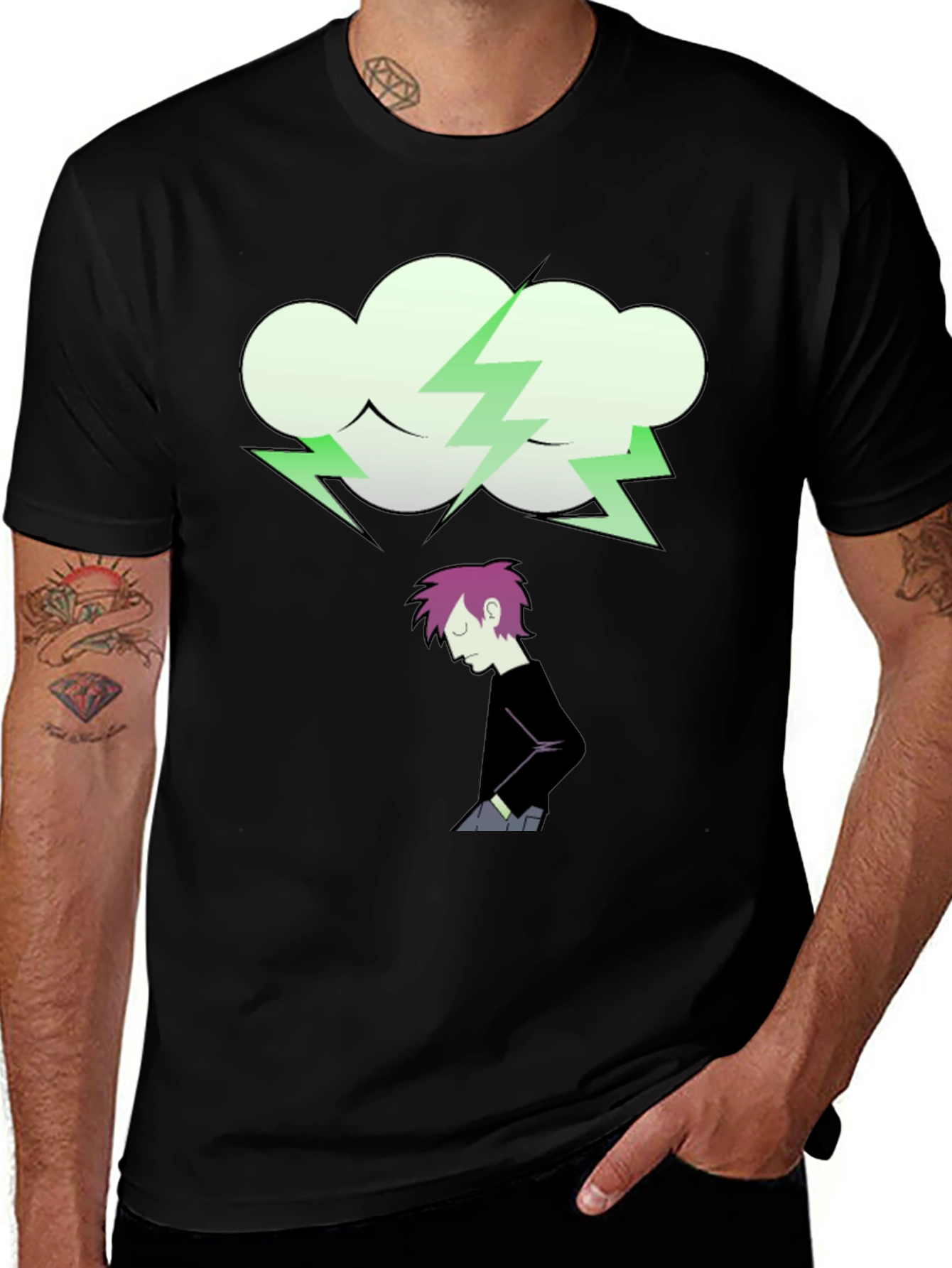 Variant 17 of Cartoon Cloud Lightning Bolt Graphic Tee