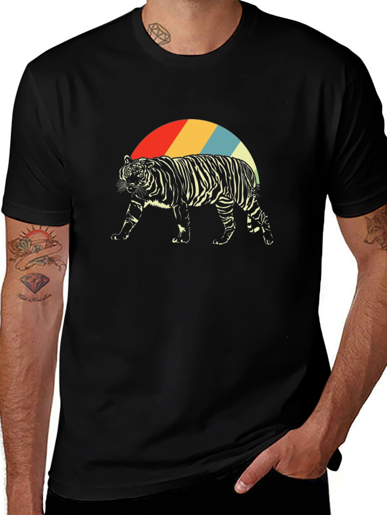Variant 28 of Retro Tiger Graphic Black T-Shirt