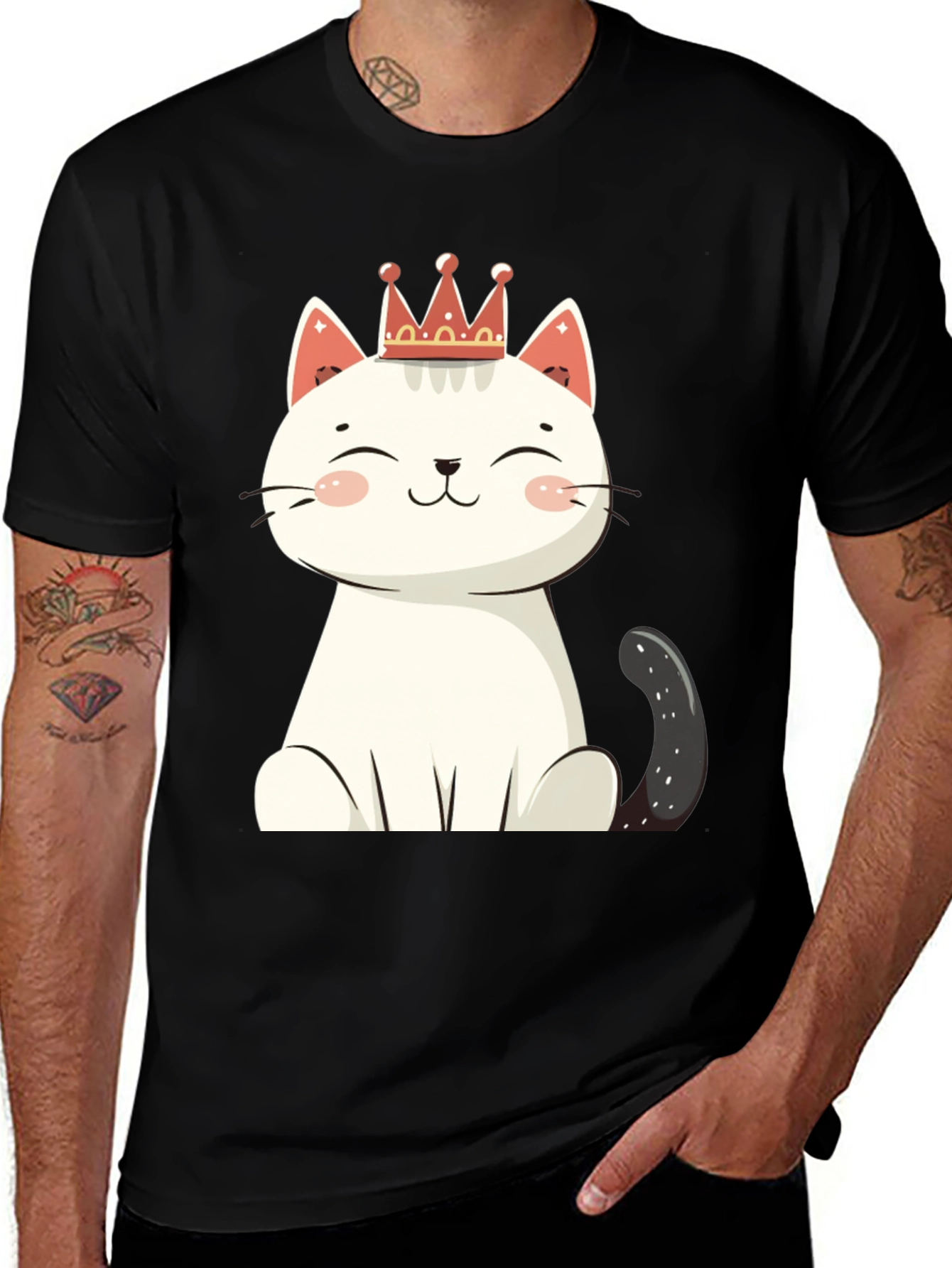 Variant 18 of Cute Cat T-Shirt - Crowned Feline Design