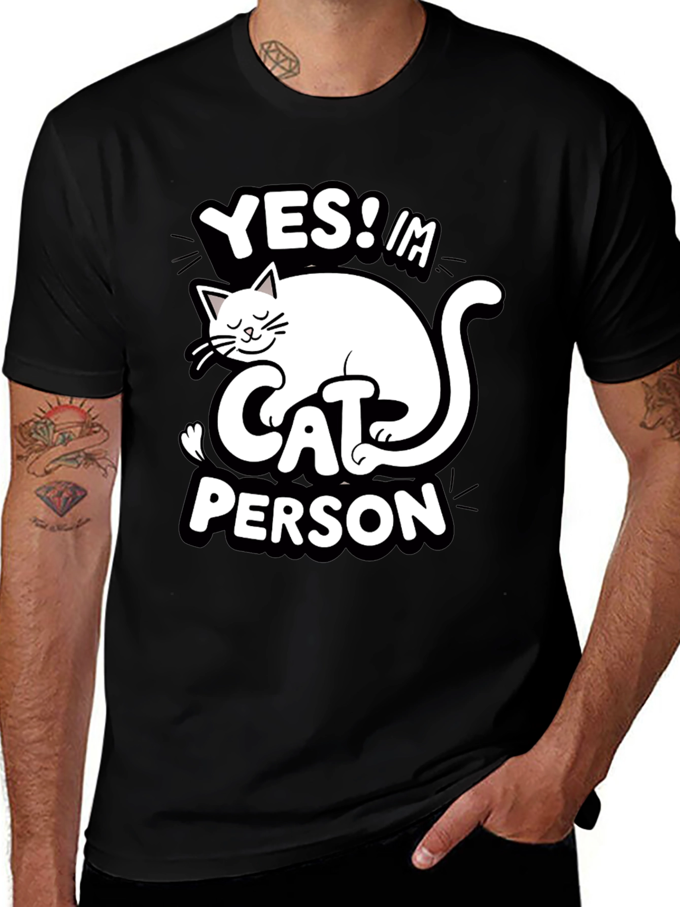 Black Yes! I'm Cat Person Graphic Tee main image