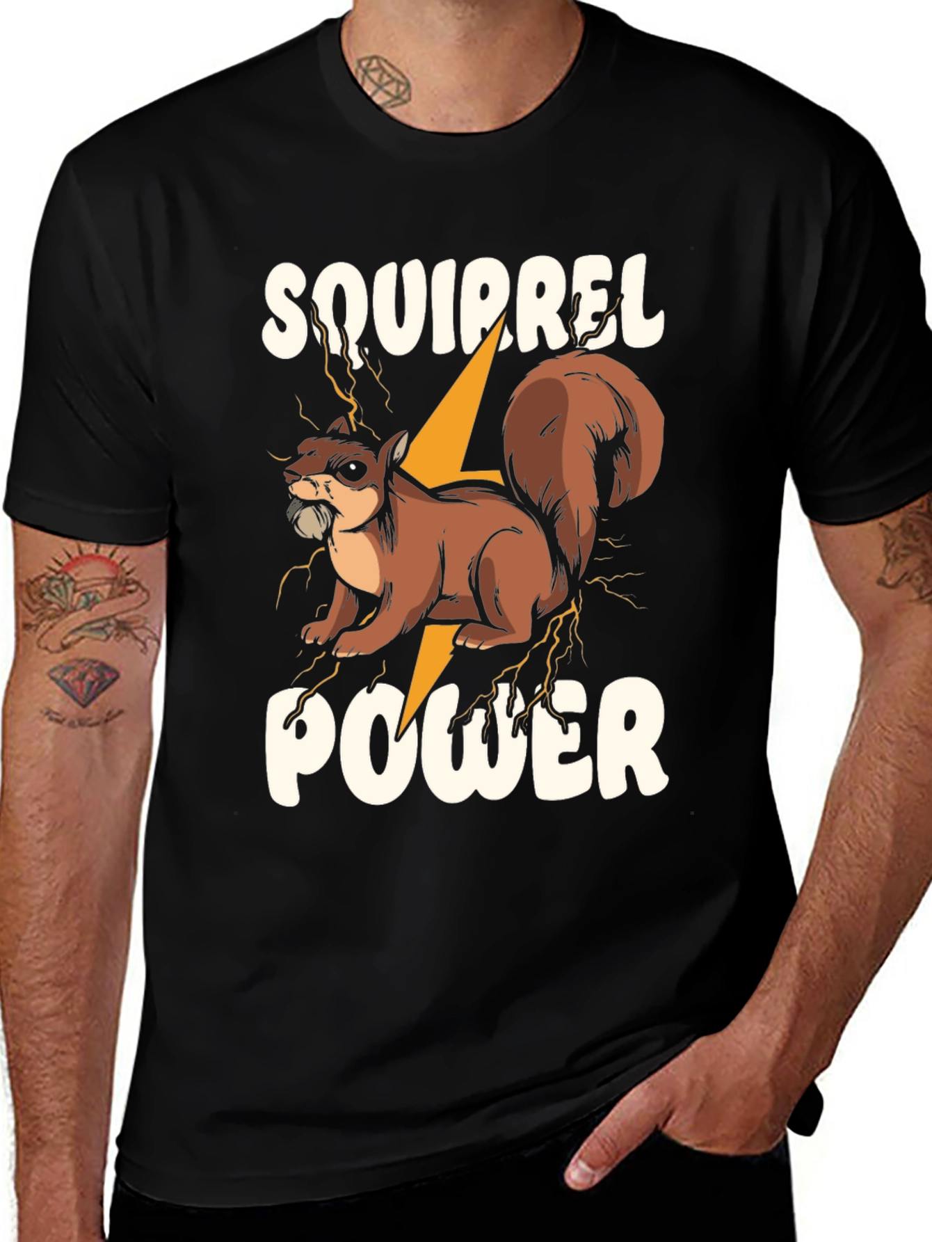 Variant 28 of Squirrel Power Graphic T-Shirt - Mens Black Tee