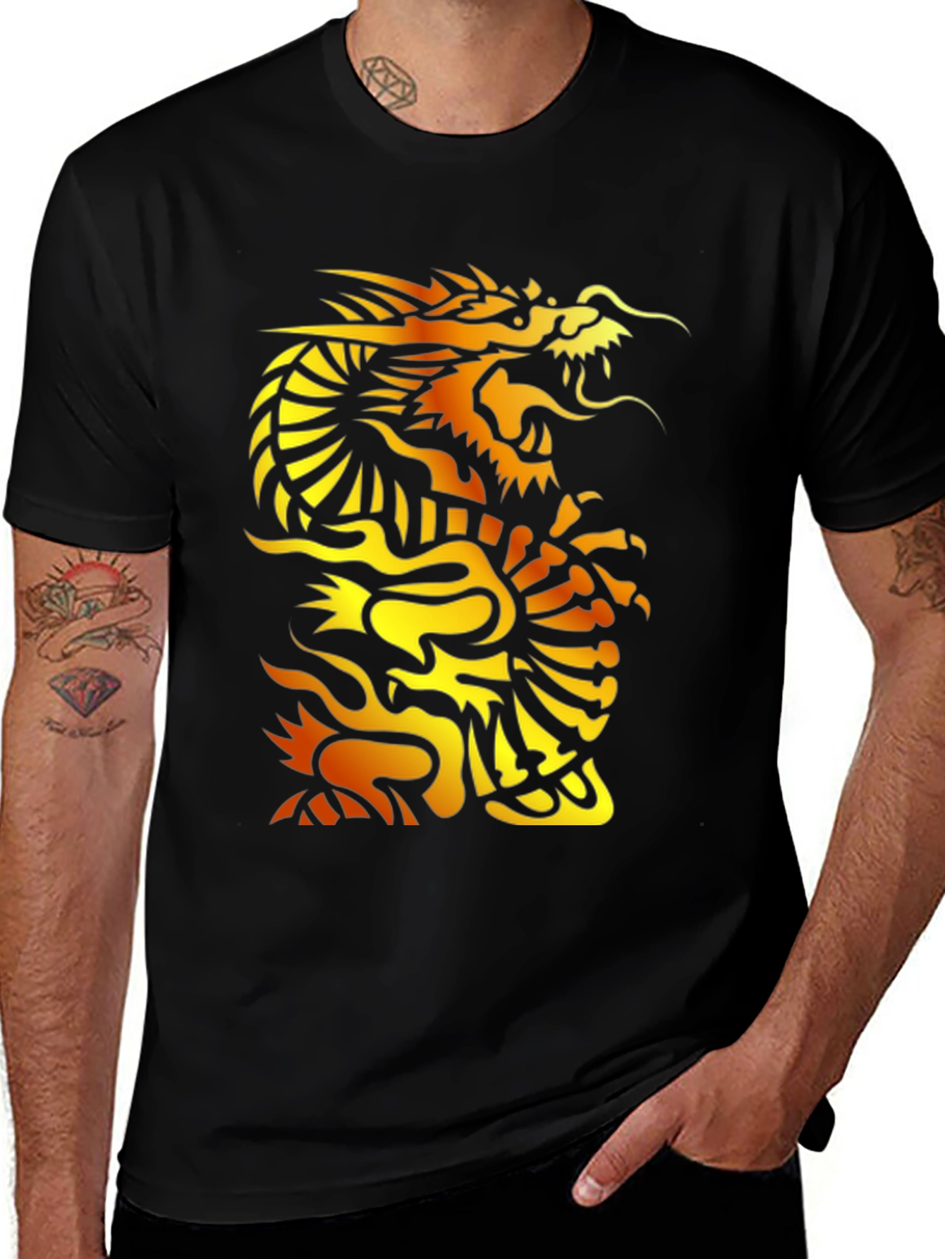 Variant 17 of Bold Dragon Graphic Black T-Shirt