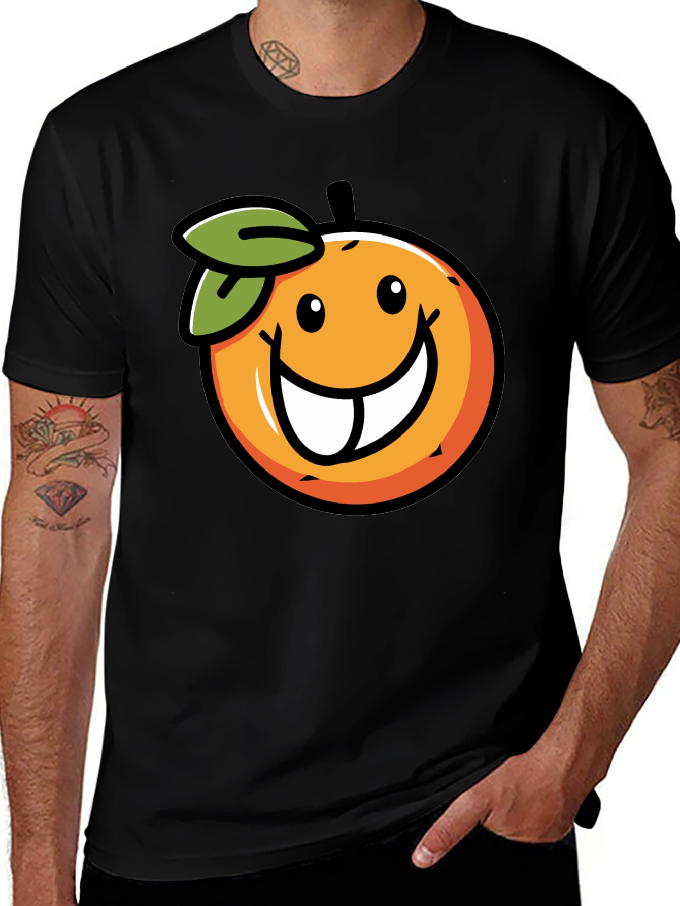 Funny Orange Face Graphic Print T-Shirt