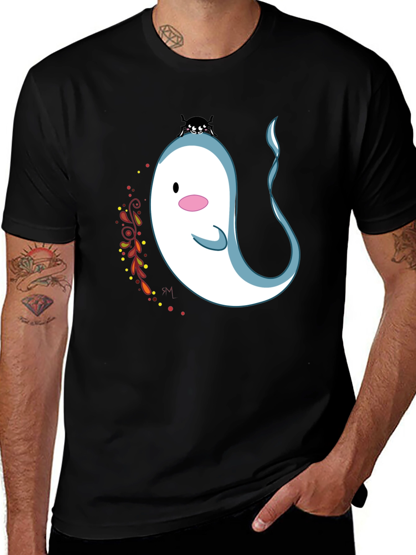 Variant 13 of Whimsical Whale Tee - Black Cotton Blend