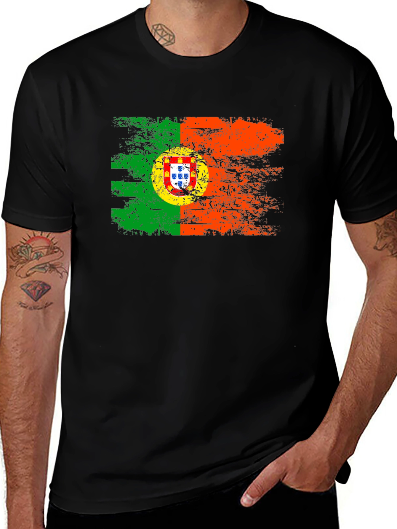 Portugal Flag Graphic Tee - Distressed Design