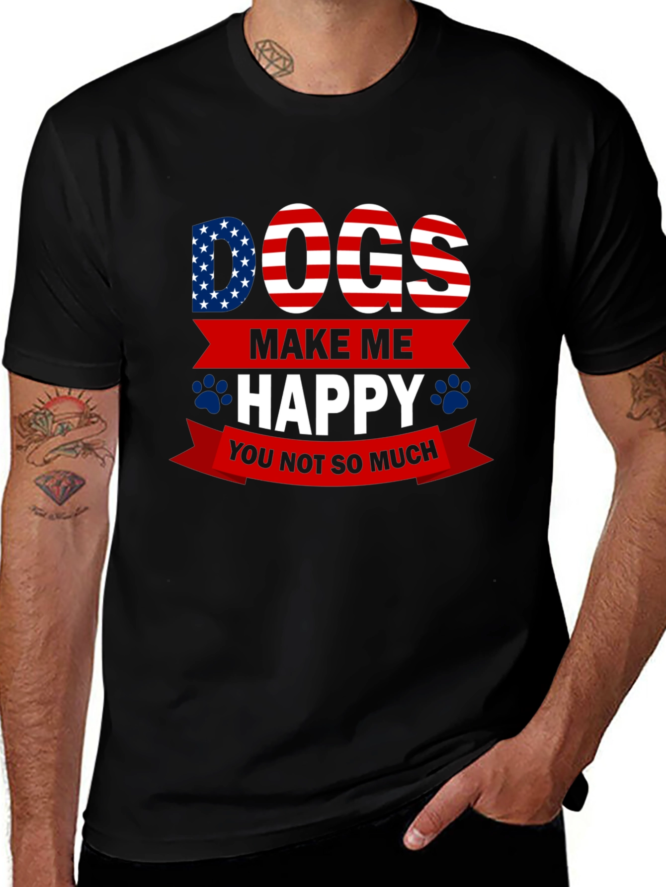 Variant 12 of Dogs Make Me Happy T-Shirt - USA Patriotic Style