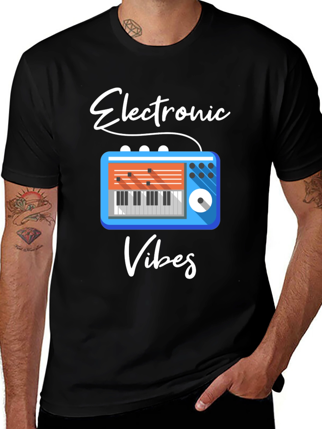 Variant 18 of Electronic Vibes Graphic Tee - Black