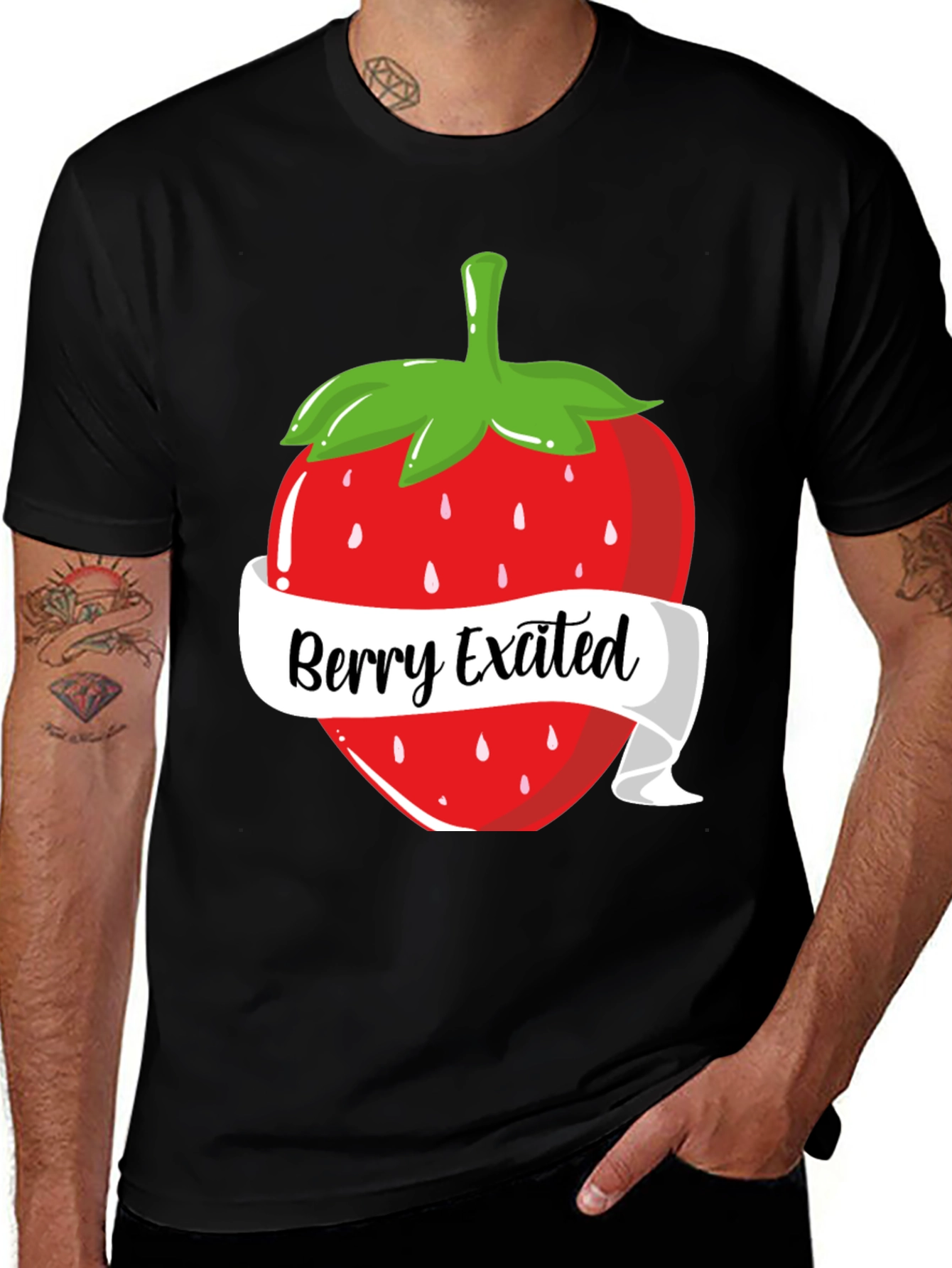 Variant 2 of Berry Excited T-Shirt: Fun Strawberry Design