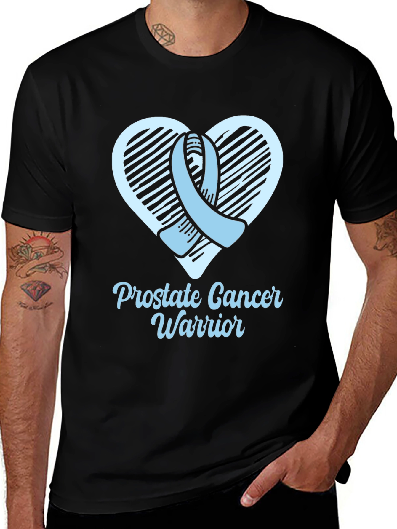 Prostate Cancer Warrior Ribbon Heart Tee