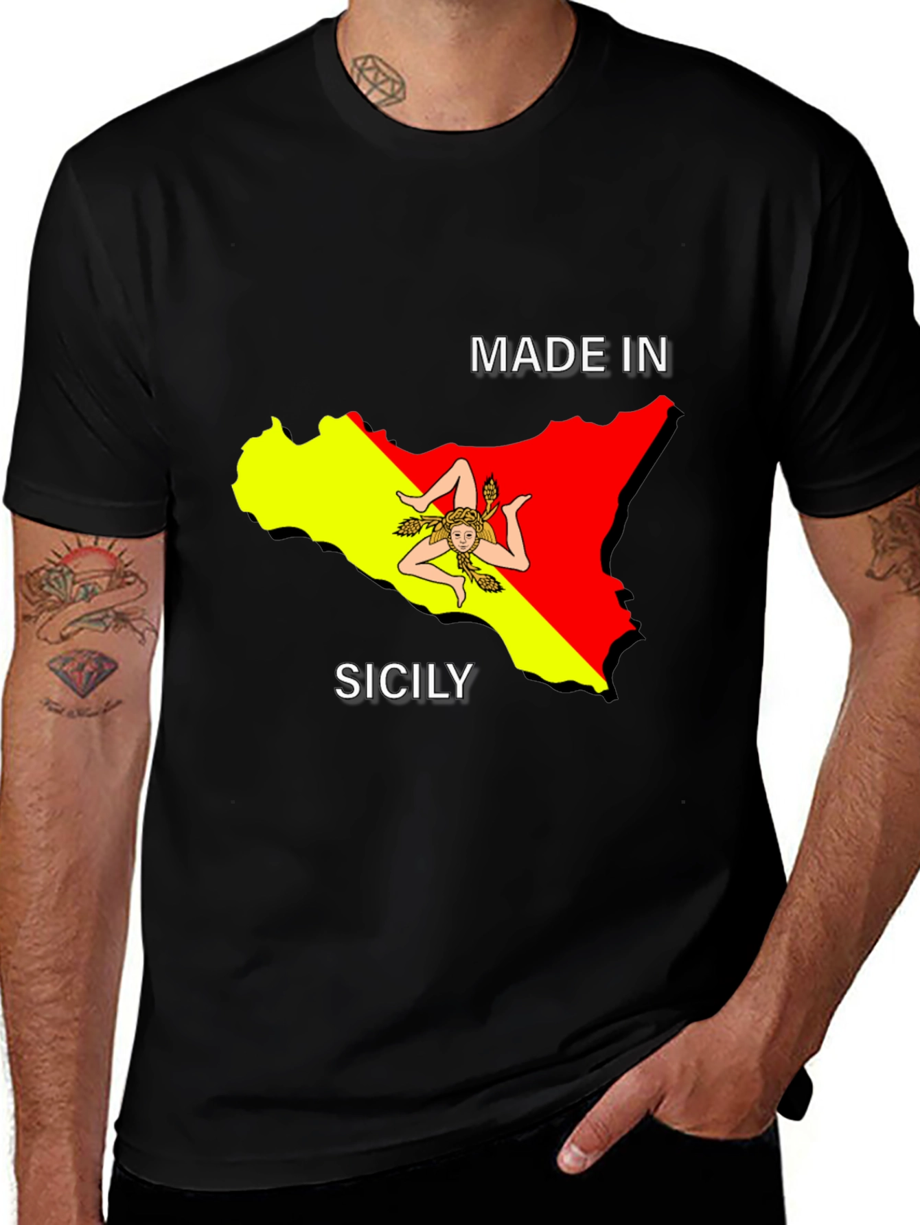 Sicily Pride Tee - "Made In Sicily" Black T-Shirt