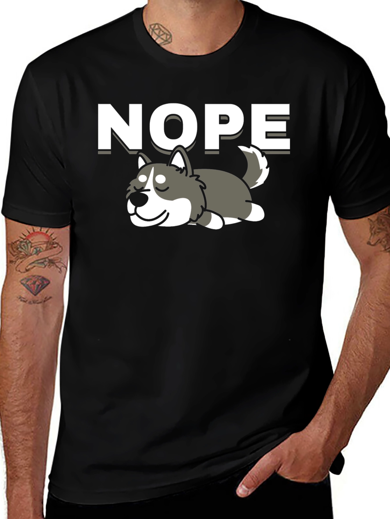 Variant 23 of Nope Lazy Husky Graphic Tee