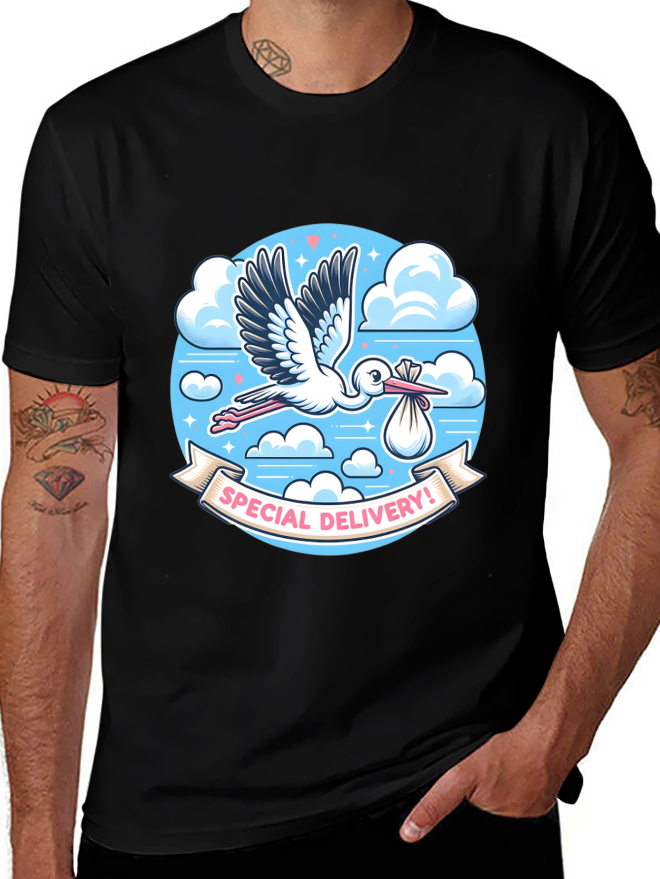 Variant 14 of Special Delivery Stork Graphic T-Shirt