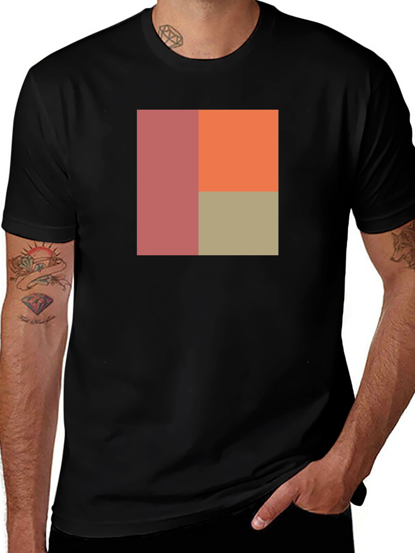 Variant 24 of Abstract Color Block Graphic Print Black T-Shirt