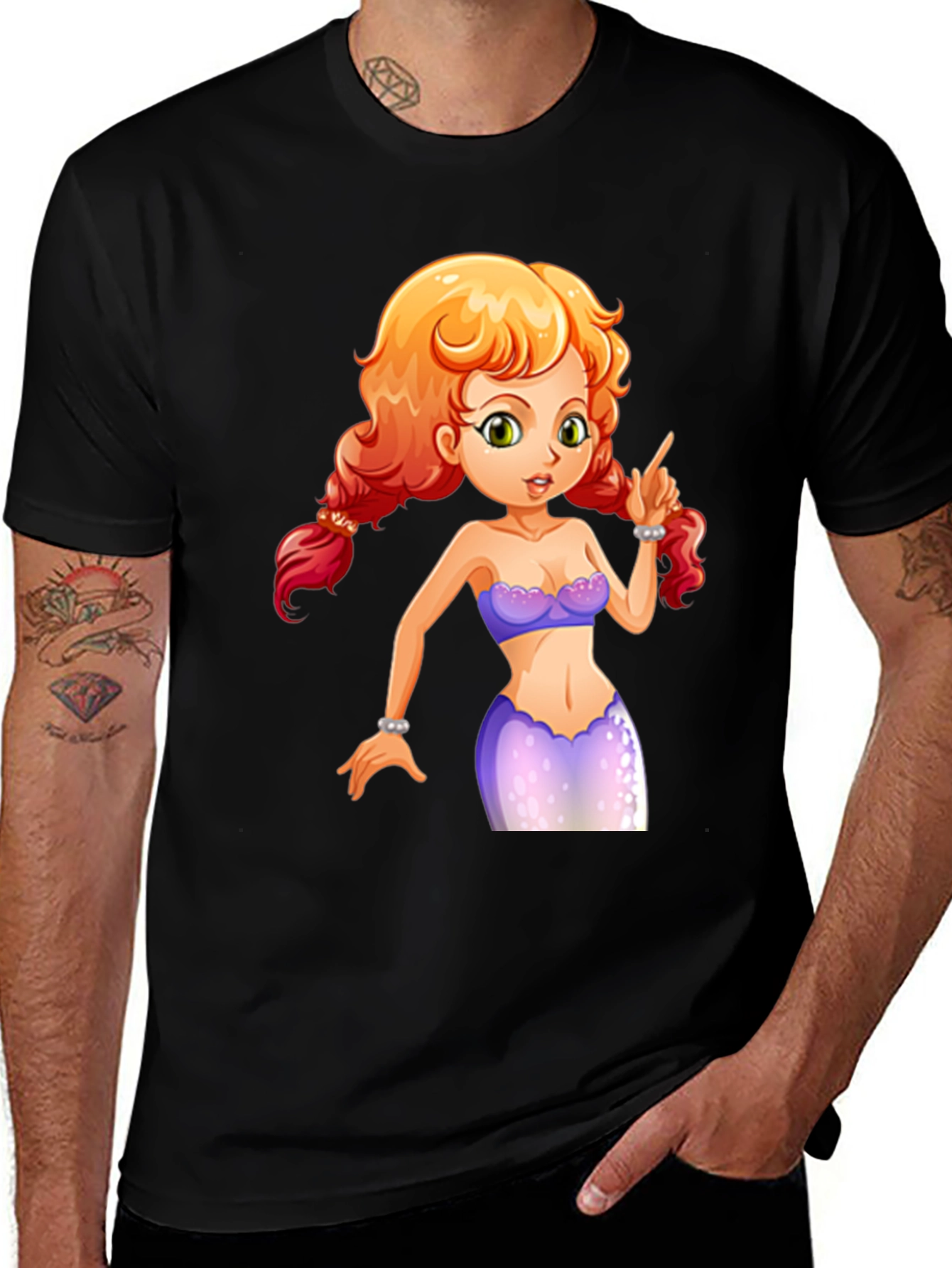 Variant 16 of Mermaid Graphic Tee - Black Cotton Blend