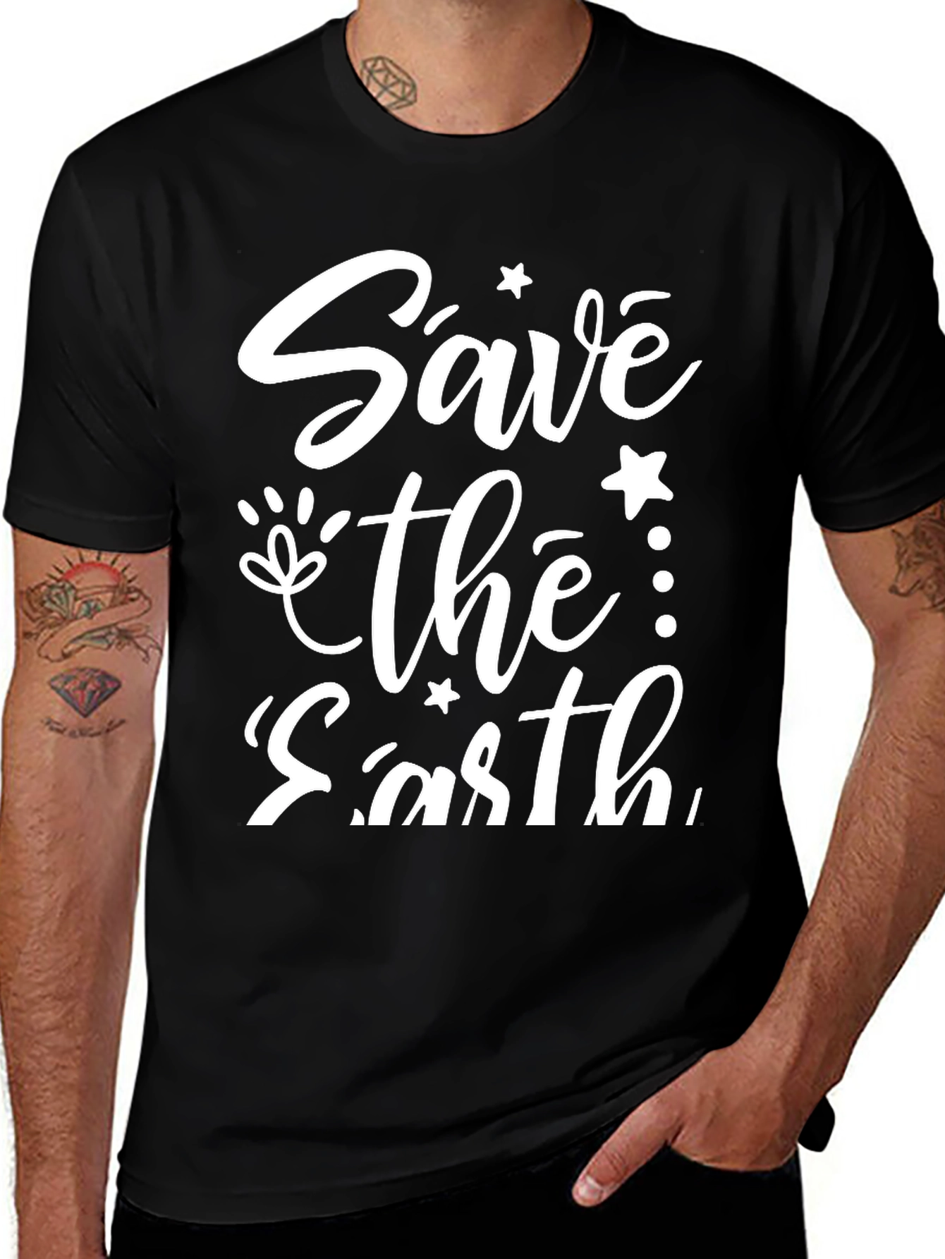 Save the Earth Graphic Black T-Shirt